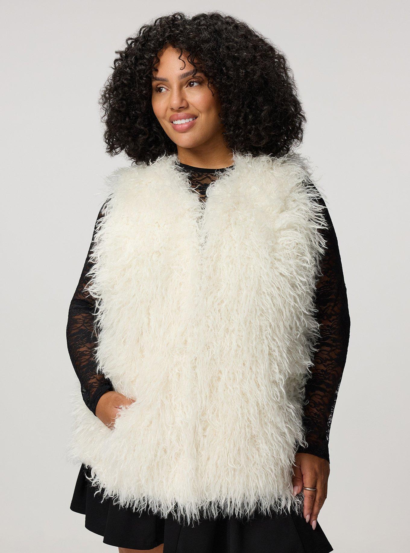 Collarless Fur Vest, WHISPER WHITE, alternate