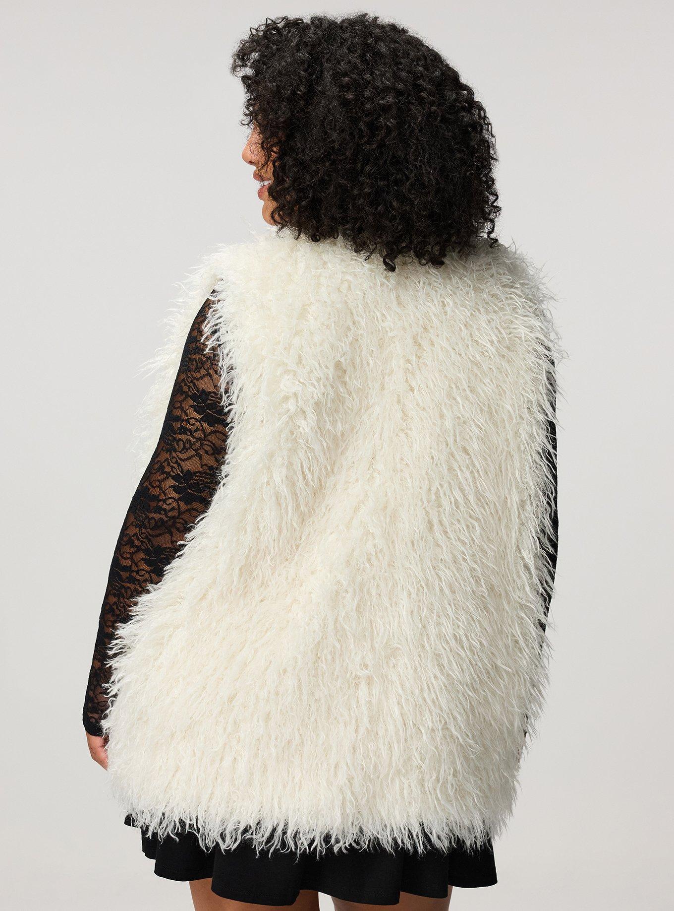 Collarless Fur Vest, WHISPER WHITE, alternate