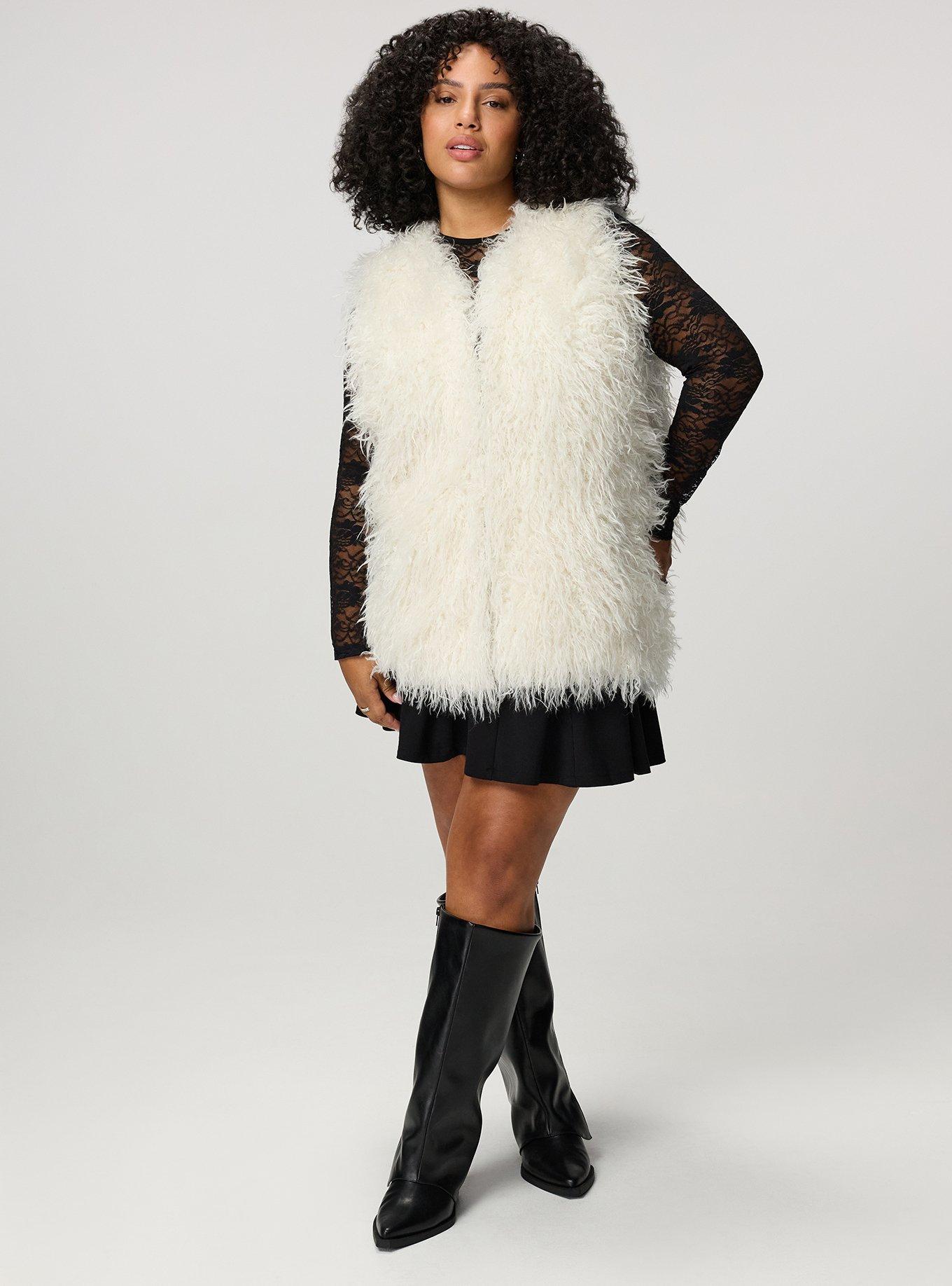 Collarless Fur Vest, WHISPER WHITE, alternate