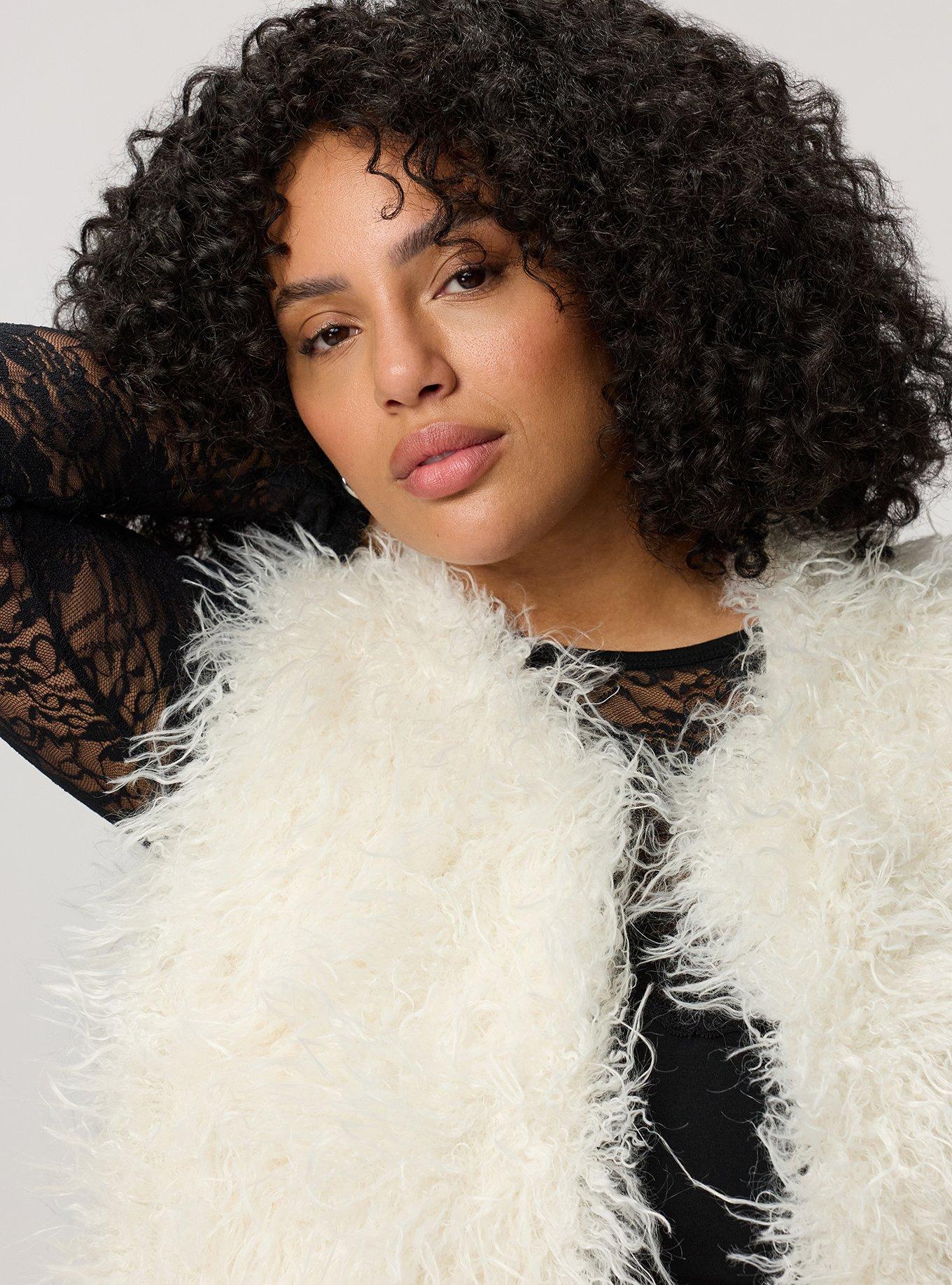 Collarless Fur Vest, WHISPER WHITE, alternate
