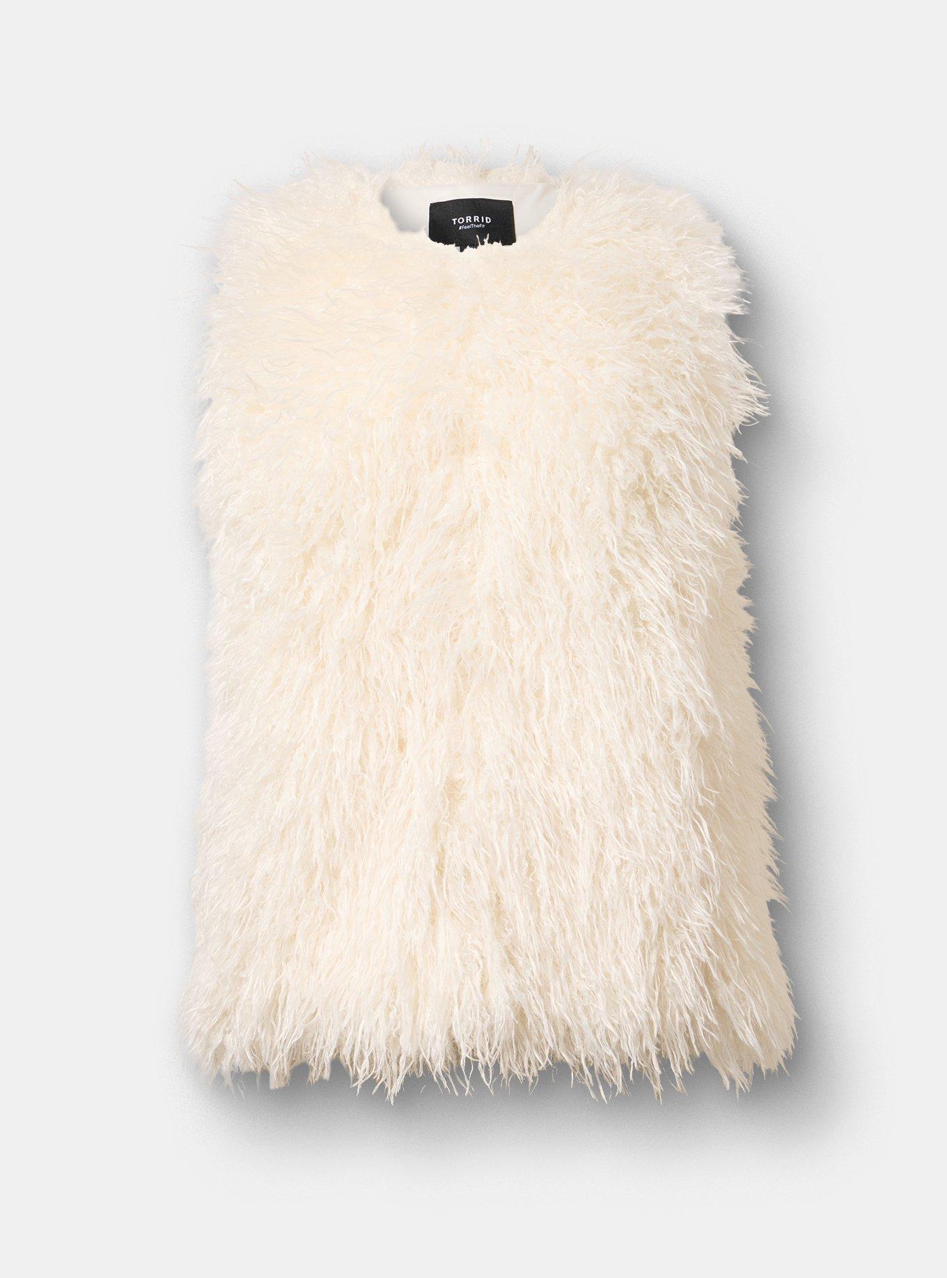 Collarless Fur Vest, WHISPER WHITE, hi-res