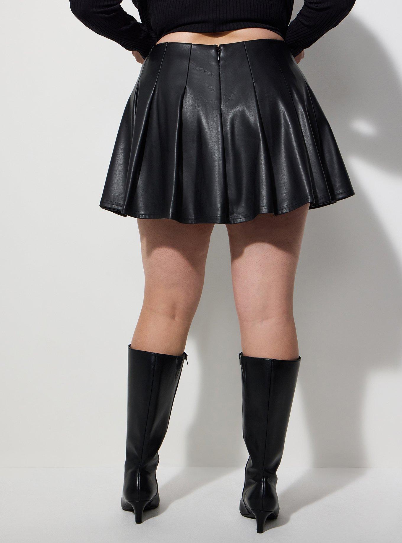 Lovesick Faux Leather Pleated Skort, DEEP BLACK, alternate