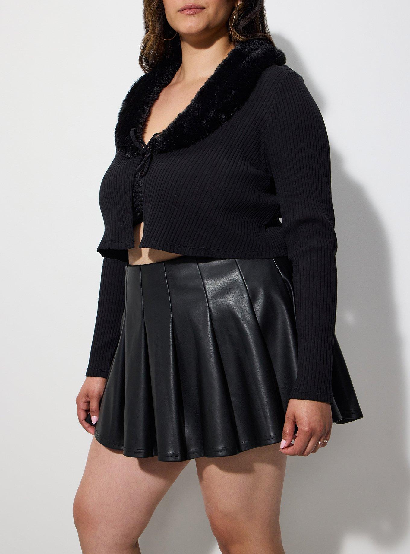 Lovesick Faux Leather Pleated Skort, DEEP BLACK, alternate