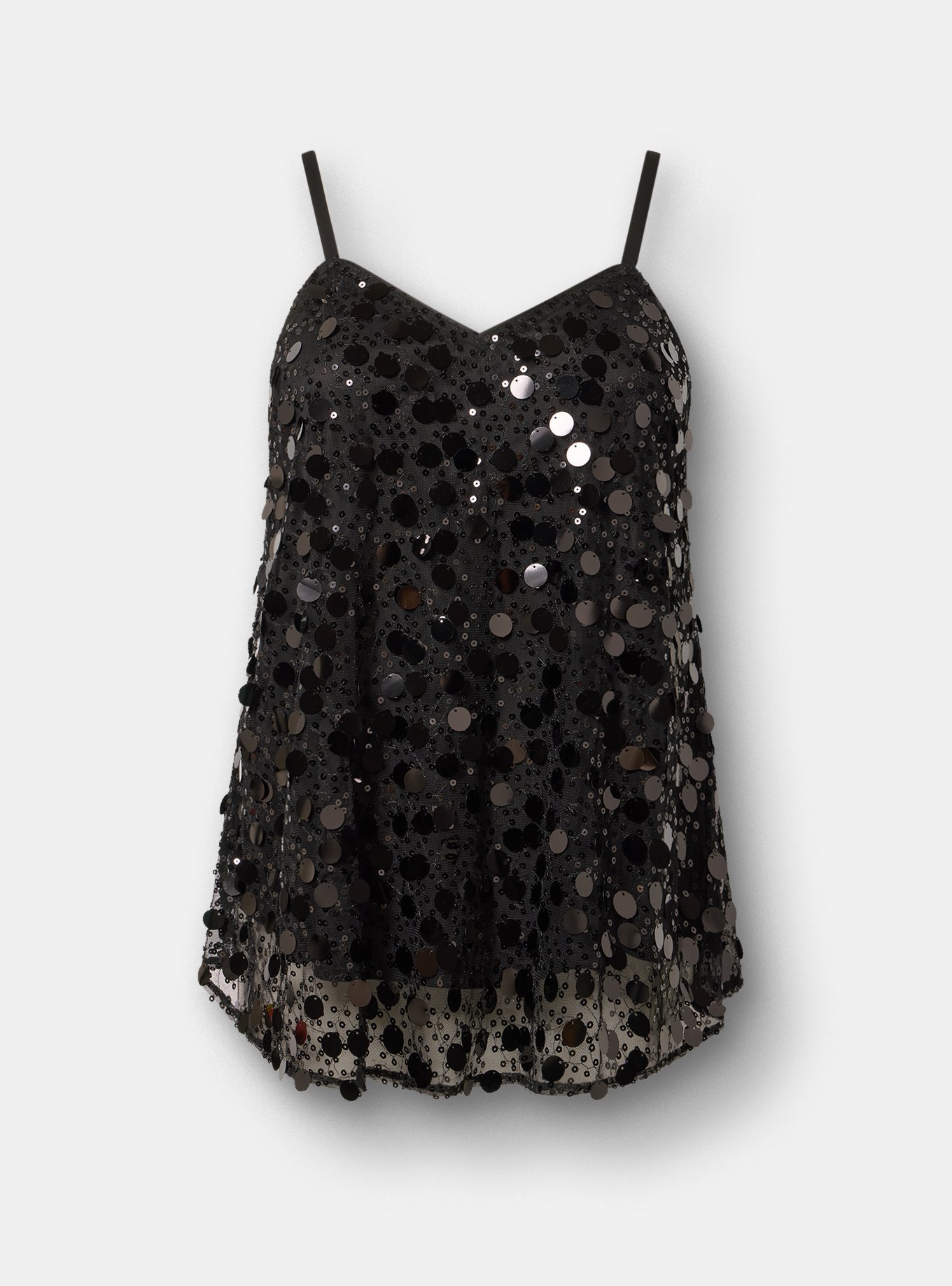 Sophie Sequin Swing Cami, DEEP BLACK, flat