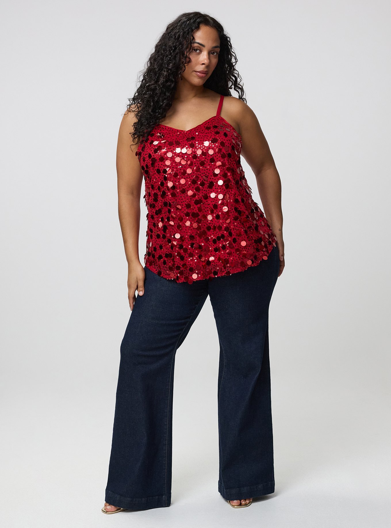 Plus Size Sophie Sequin Swing Cami, JESTER RED, alternate