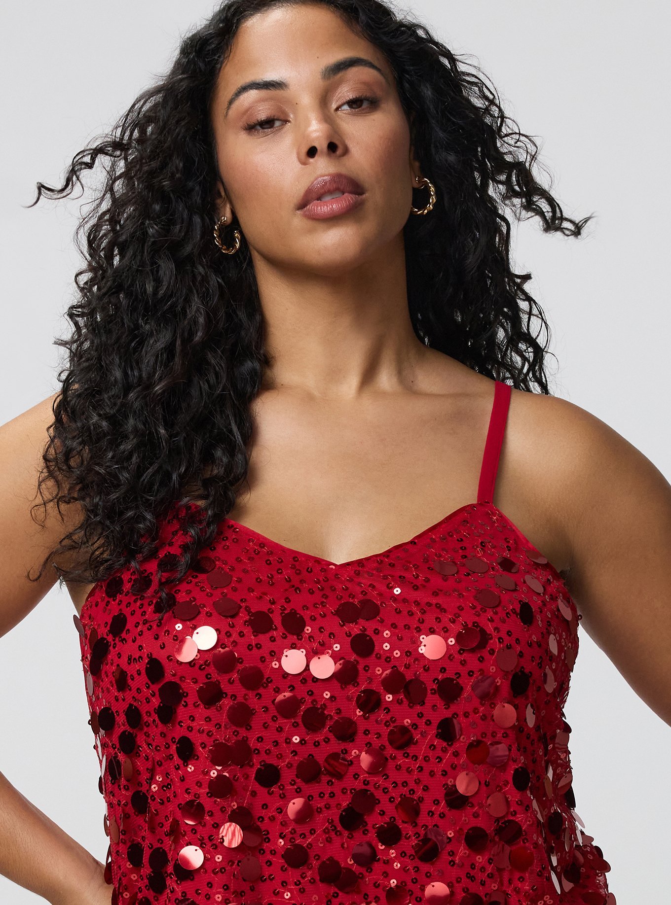 Plus Size Sophie Sequin Swing Cami, JESTER RED, alternate
