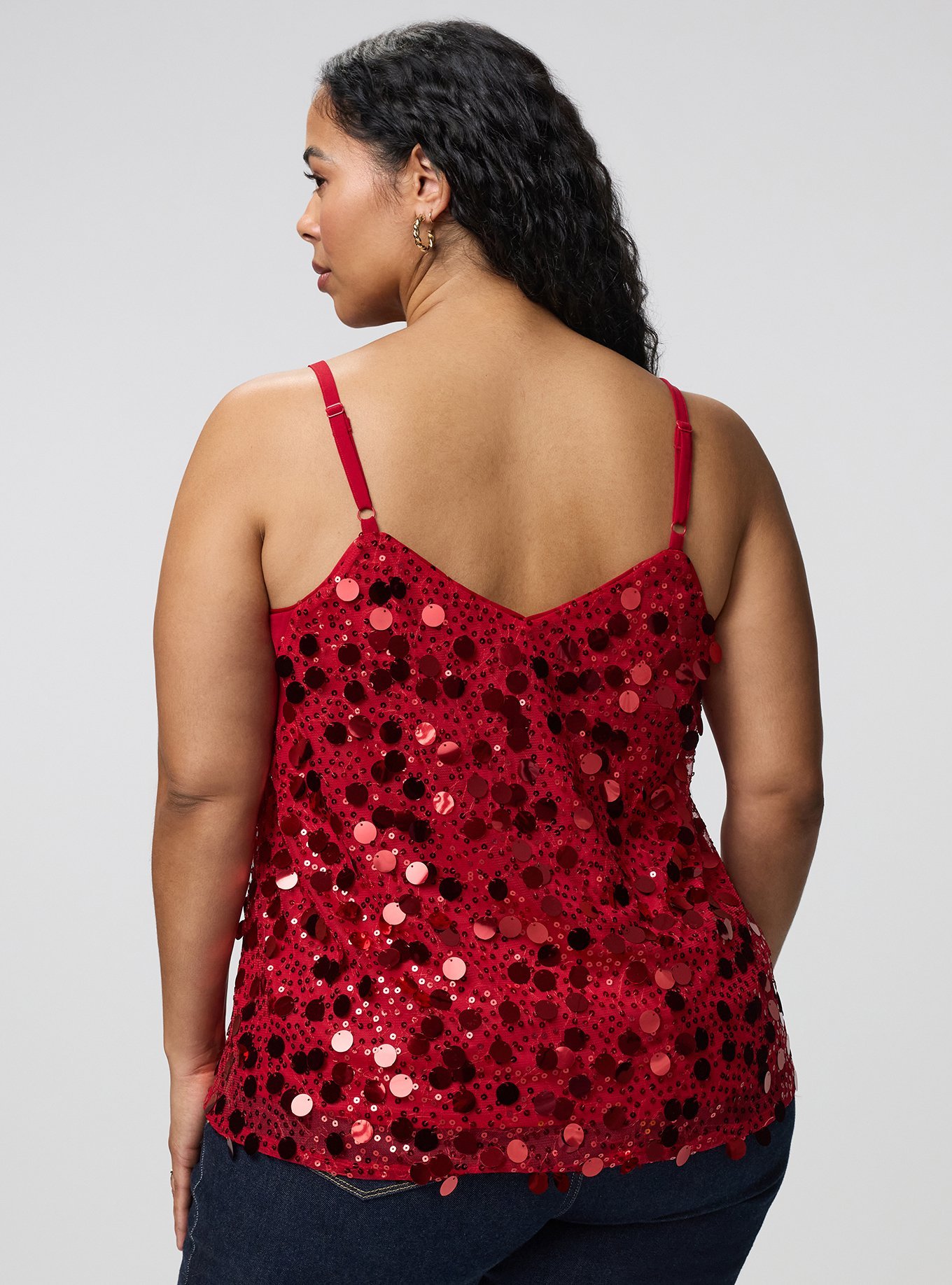 Plus Size Sophie Sequin Swing Cami, JESTER RED, alternate