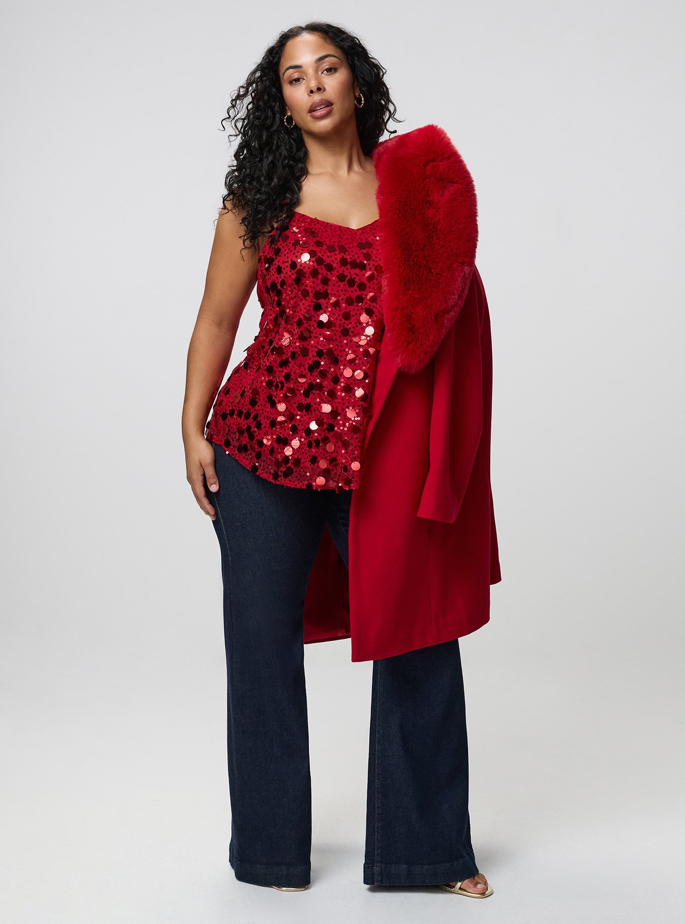 Plus Size Sophie Sequin Swing Cami, JESTER RED, alternate