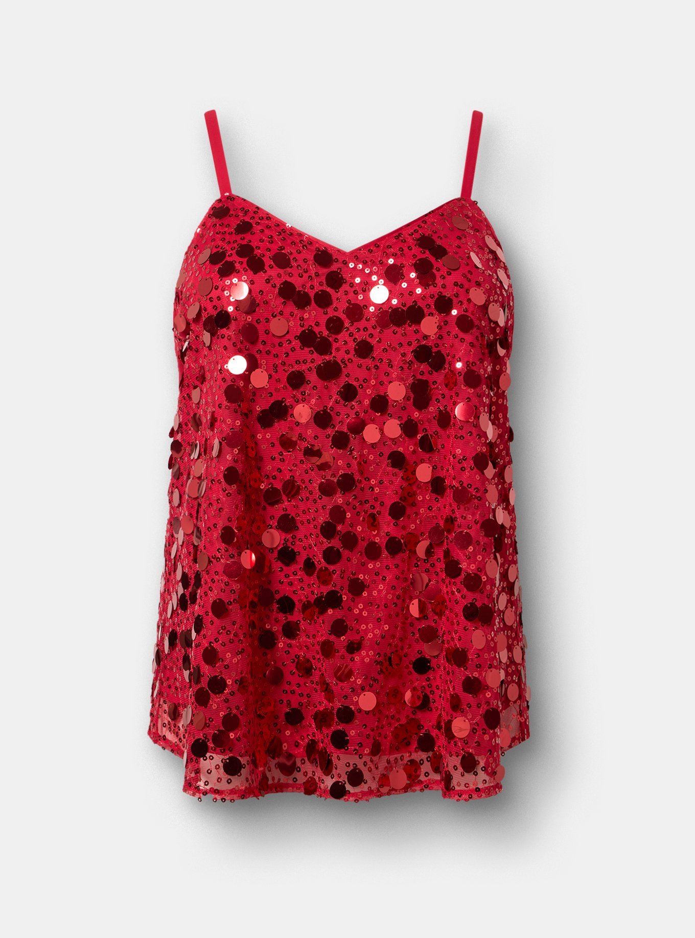 Plus Size Sophie Sequin Swing Cami, JESTER RED, flat