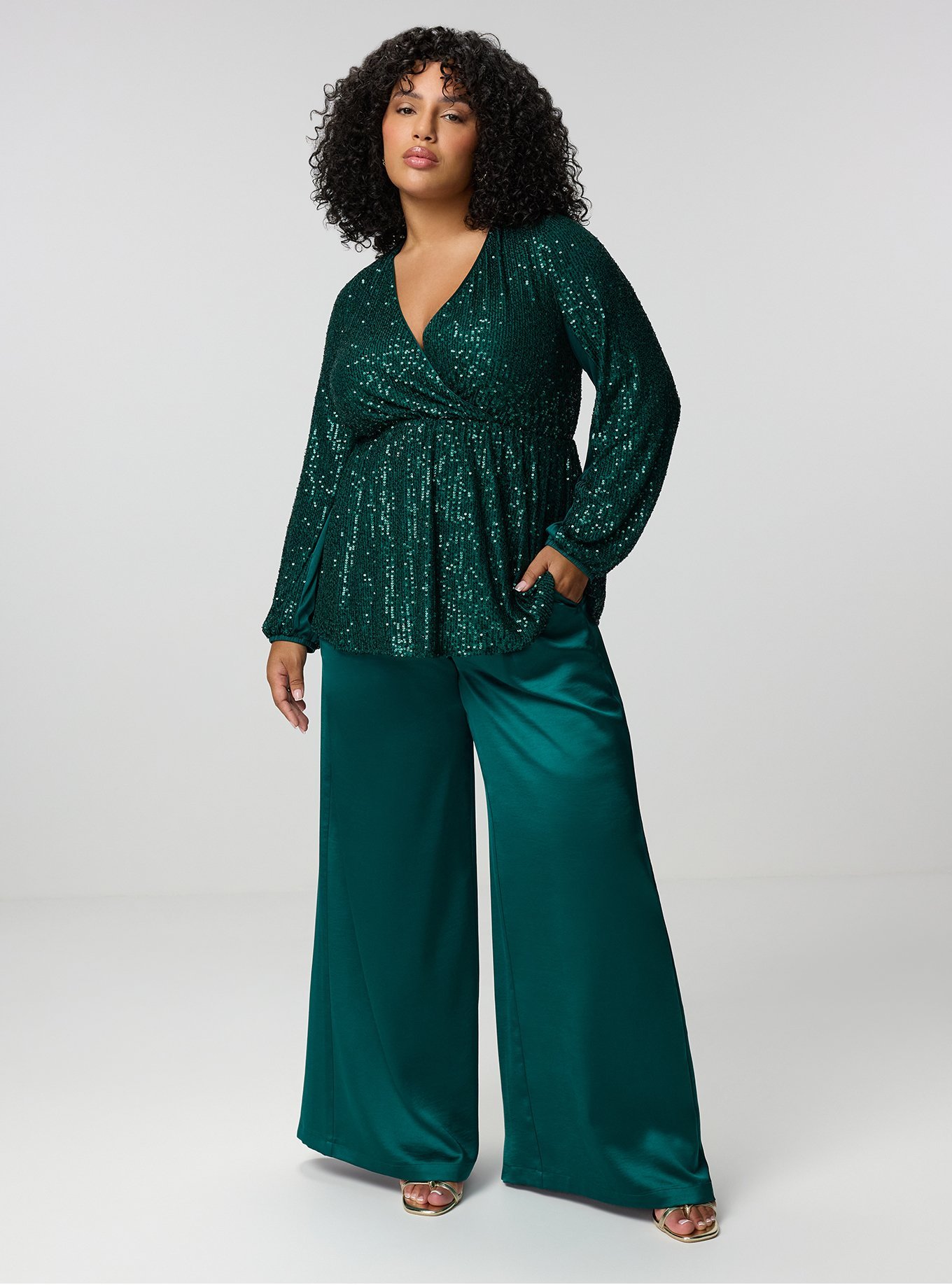 Long Sleeve Sequin Blouse, BOTANICAL GARDEN, alternate