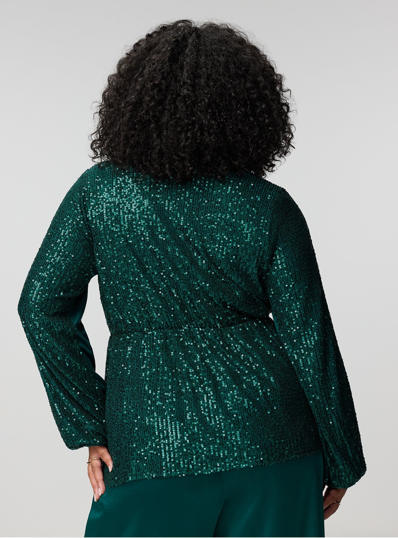Long Sleeve Sequin Blouse, BOTANICAL GARDEN, alternate