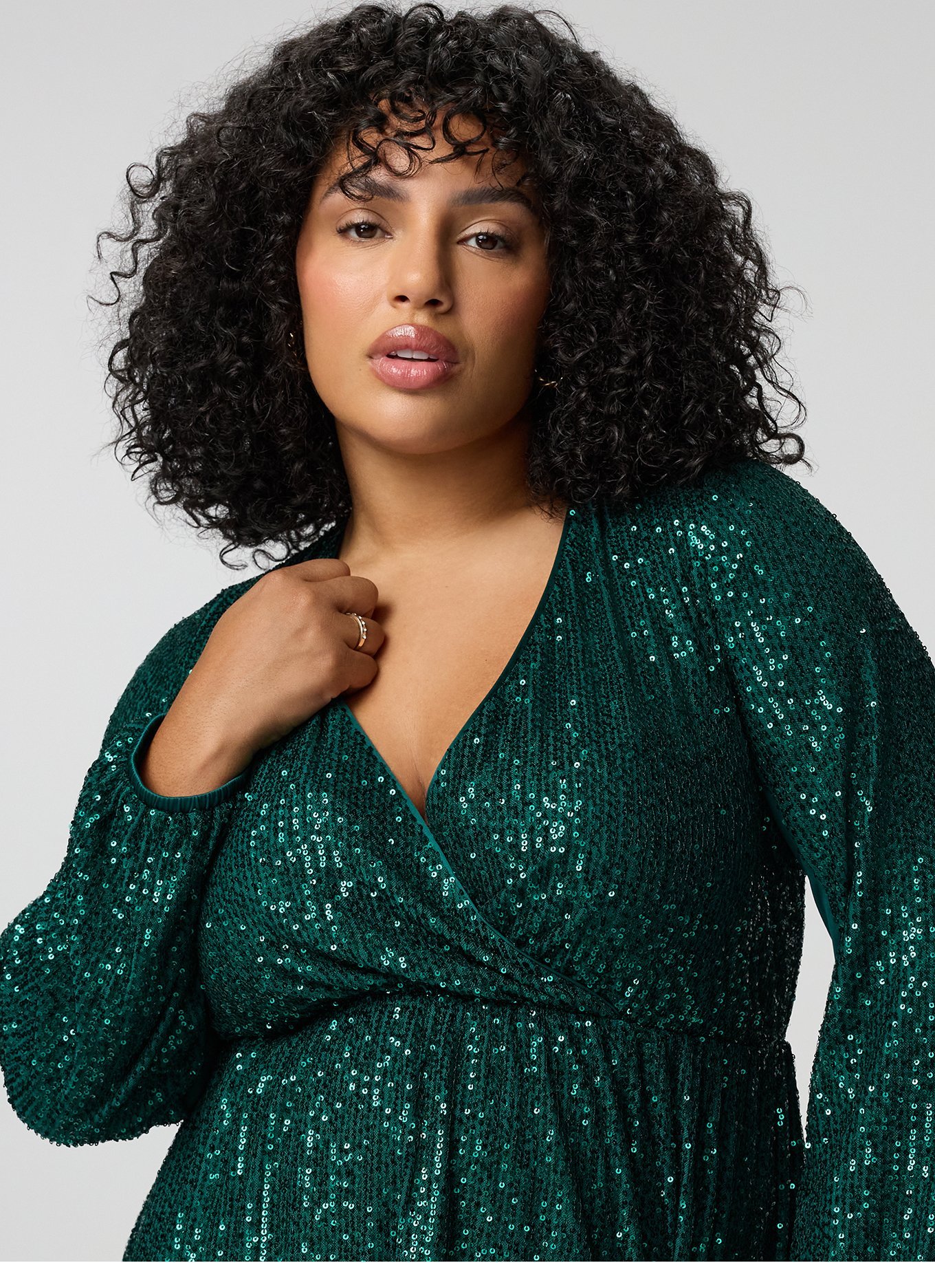 Long Sleeve Sequin Blouse, BOTANICAL GARDEN, alternate
