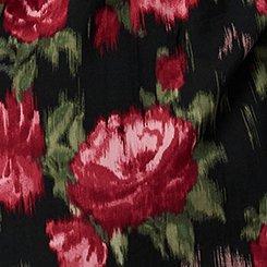 Harper 3/4 Sleeve Pullover Tunic Top, BLURRED WALLPAPER ROSES FLORAL BLACK, swatch