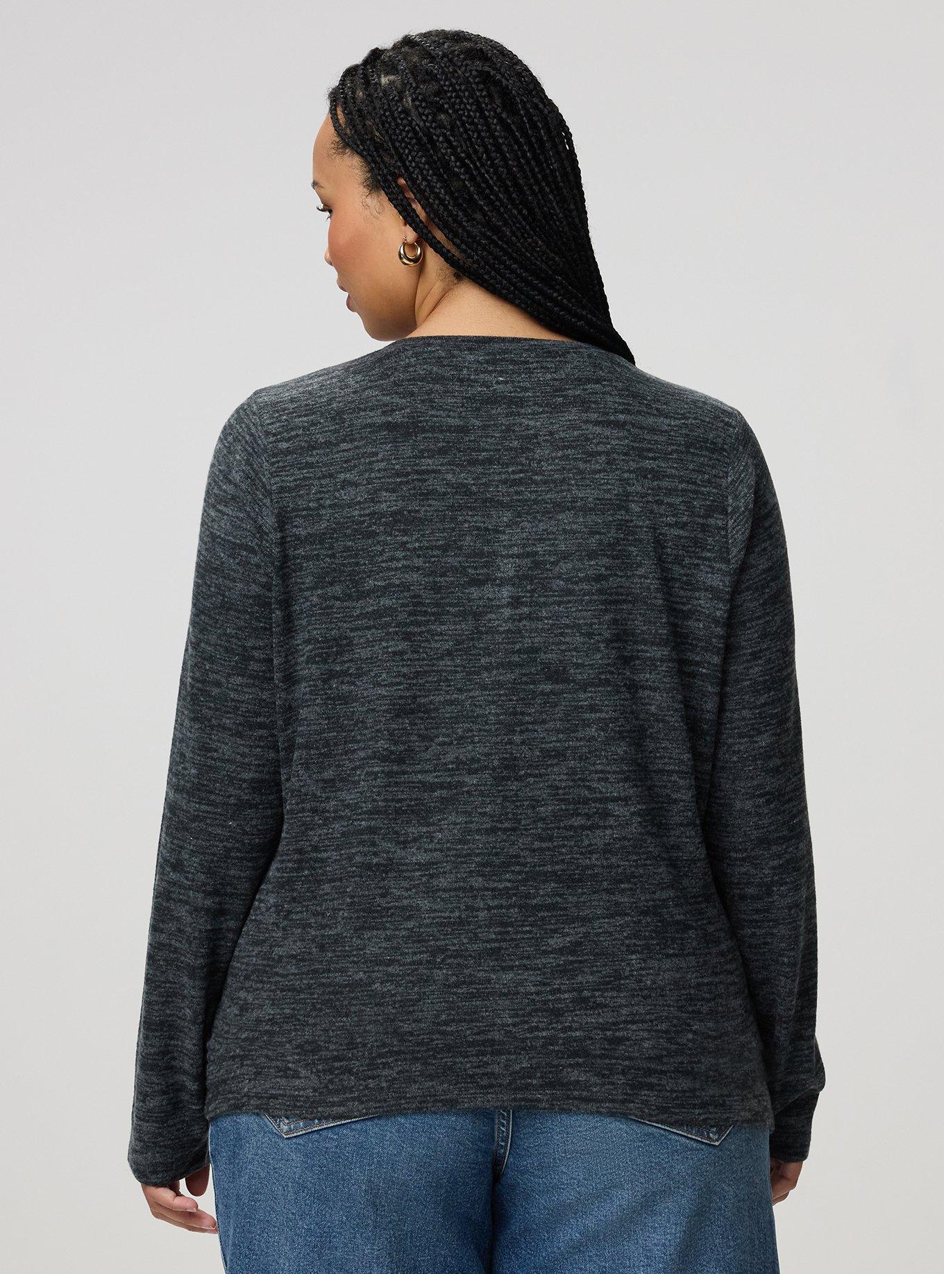 Super Soft Plush Henley Sweatshirt, DEEP BLACK, alternate