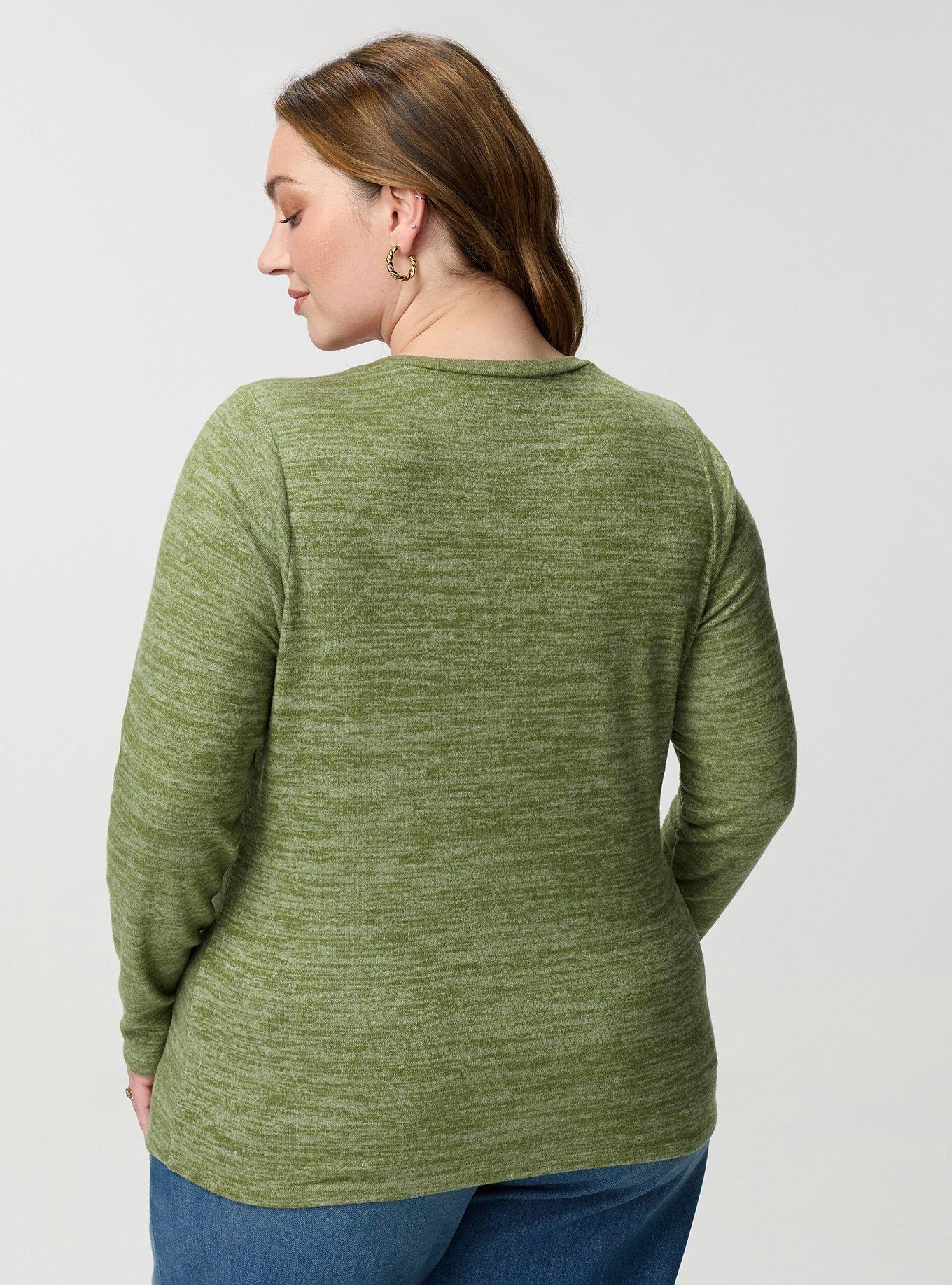 Super Soft Plush Henley Sweatshirt, OLIVINE, alternate