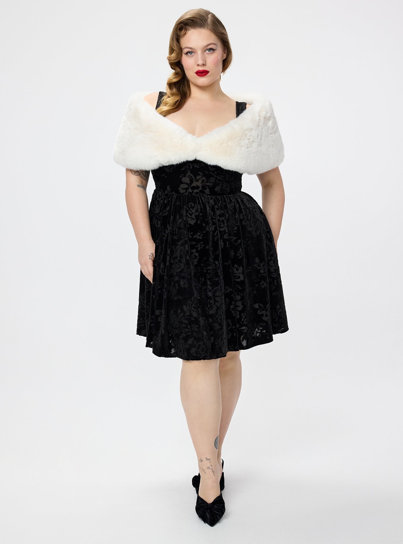 Retro Chic Faux Fur Stole, WHISPER WHITE, alternate