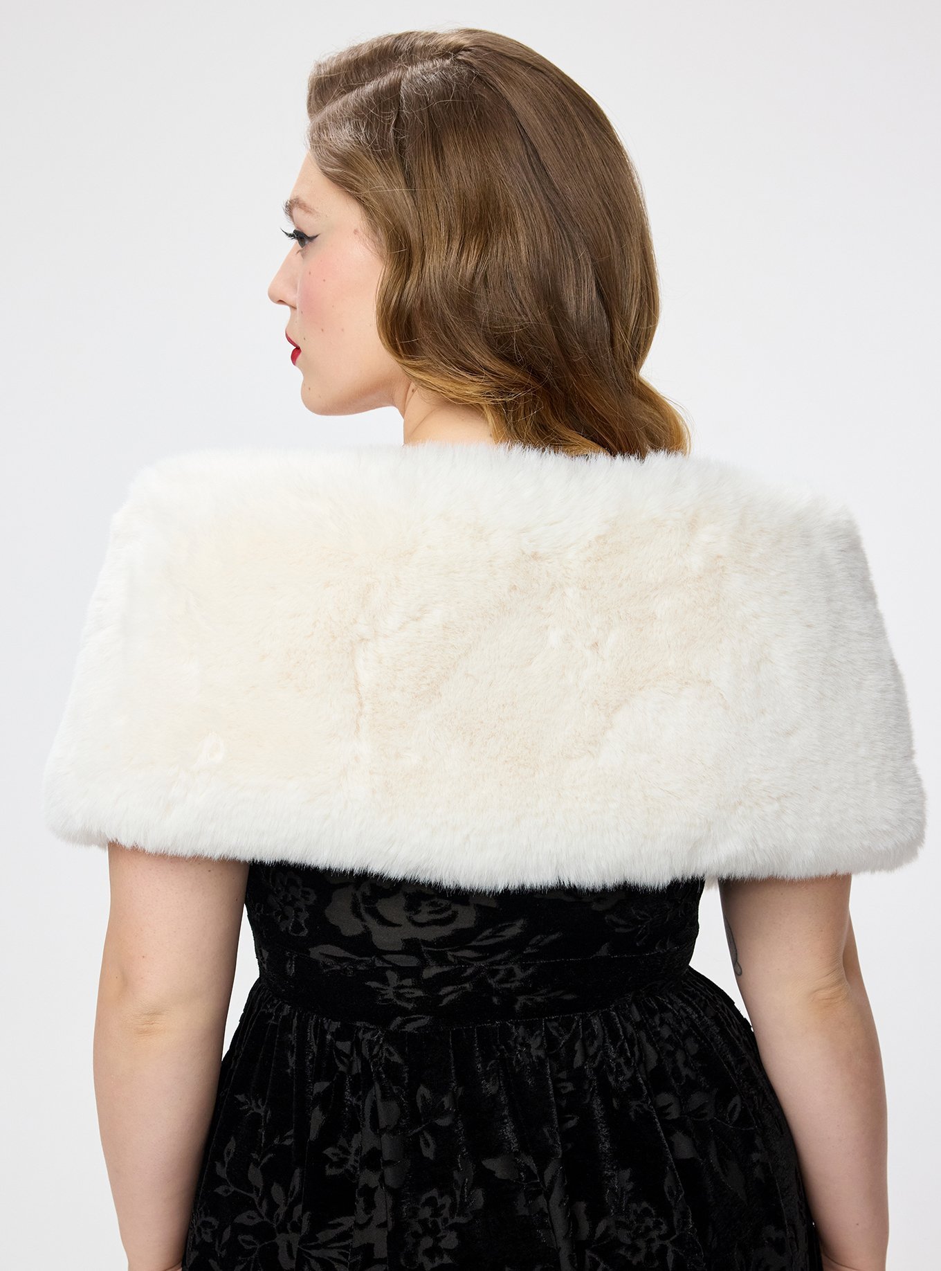 Retro Chic Faux Fur Stole, WHISPER WHITE, alternate