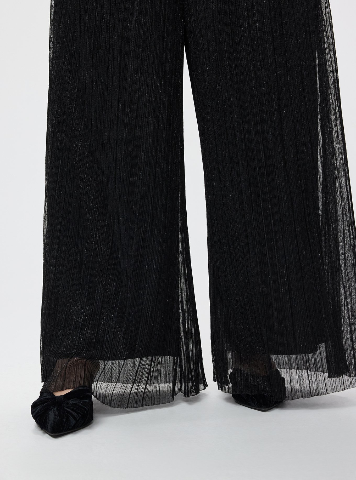 Retro Chic Wide Leg Plisse Glitter Pant, DEEP BLACK, alternate