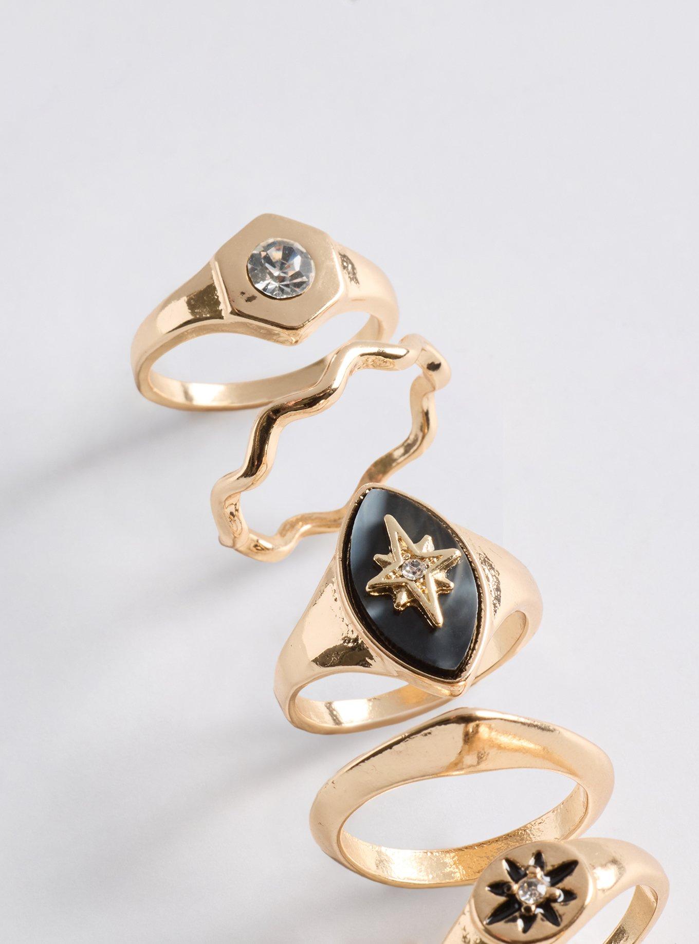 Star Signet Ring Set, GOLD, alternate