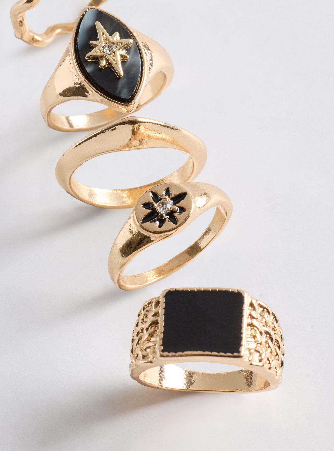 Star Signet Ring Set, GOLD, alternate