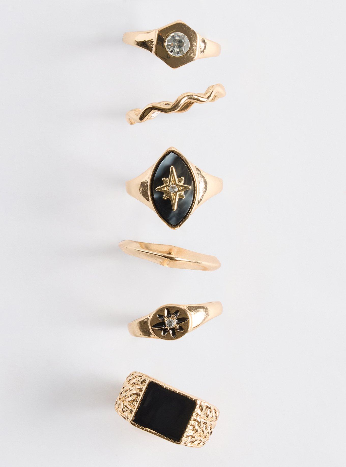 Star Signet Ring Set, GOLD, hi-res