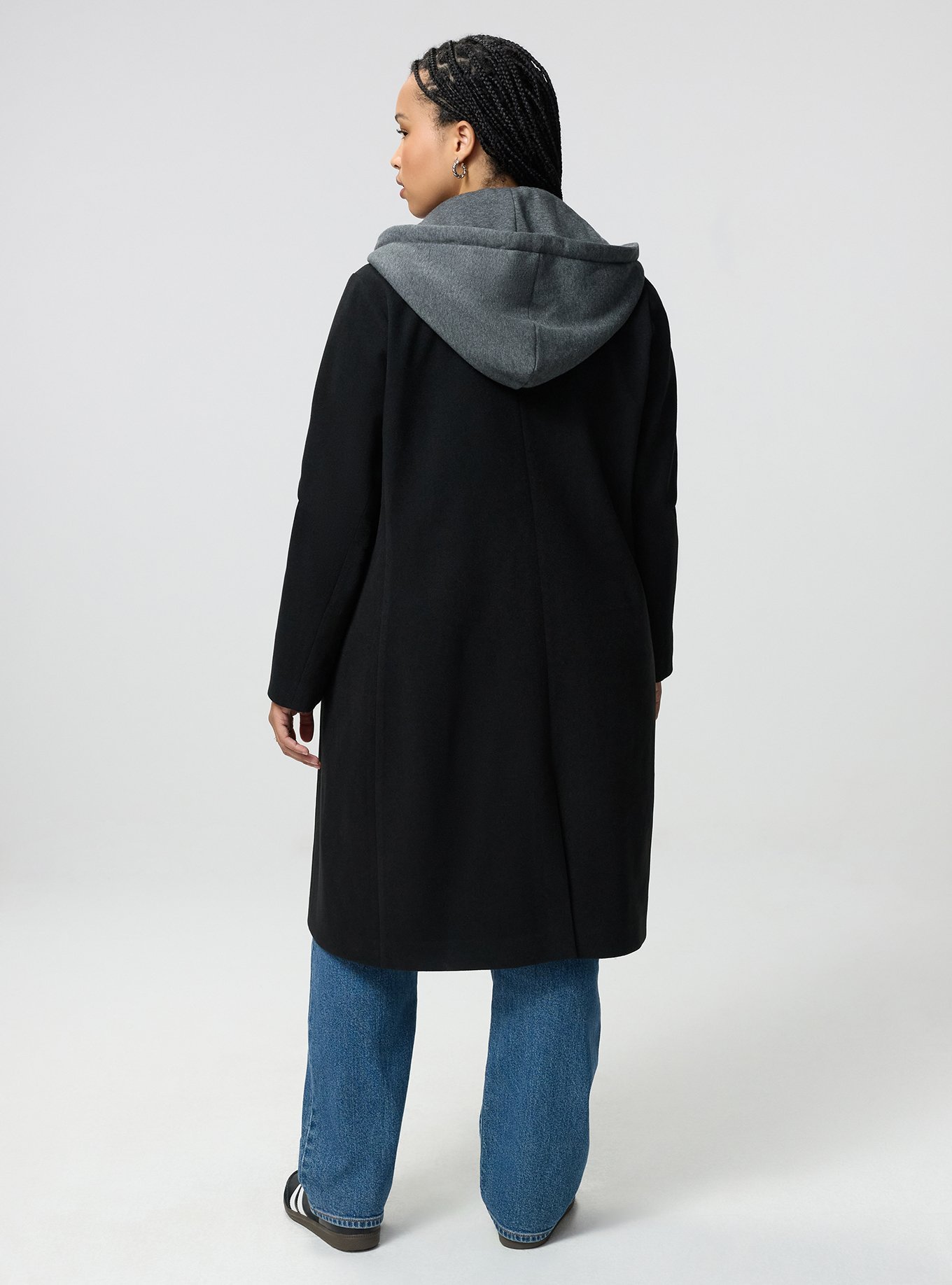 Hooded Cozy Coat, DEEP BLACK, alternate
