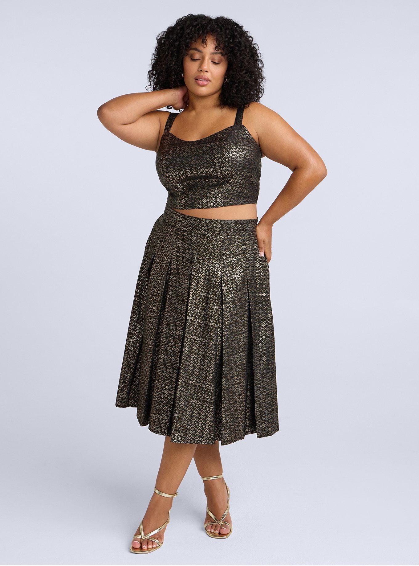 Belle Isle Sweetheart Crop Top, DAISY GEOS GOLD, alternate