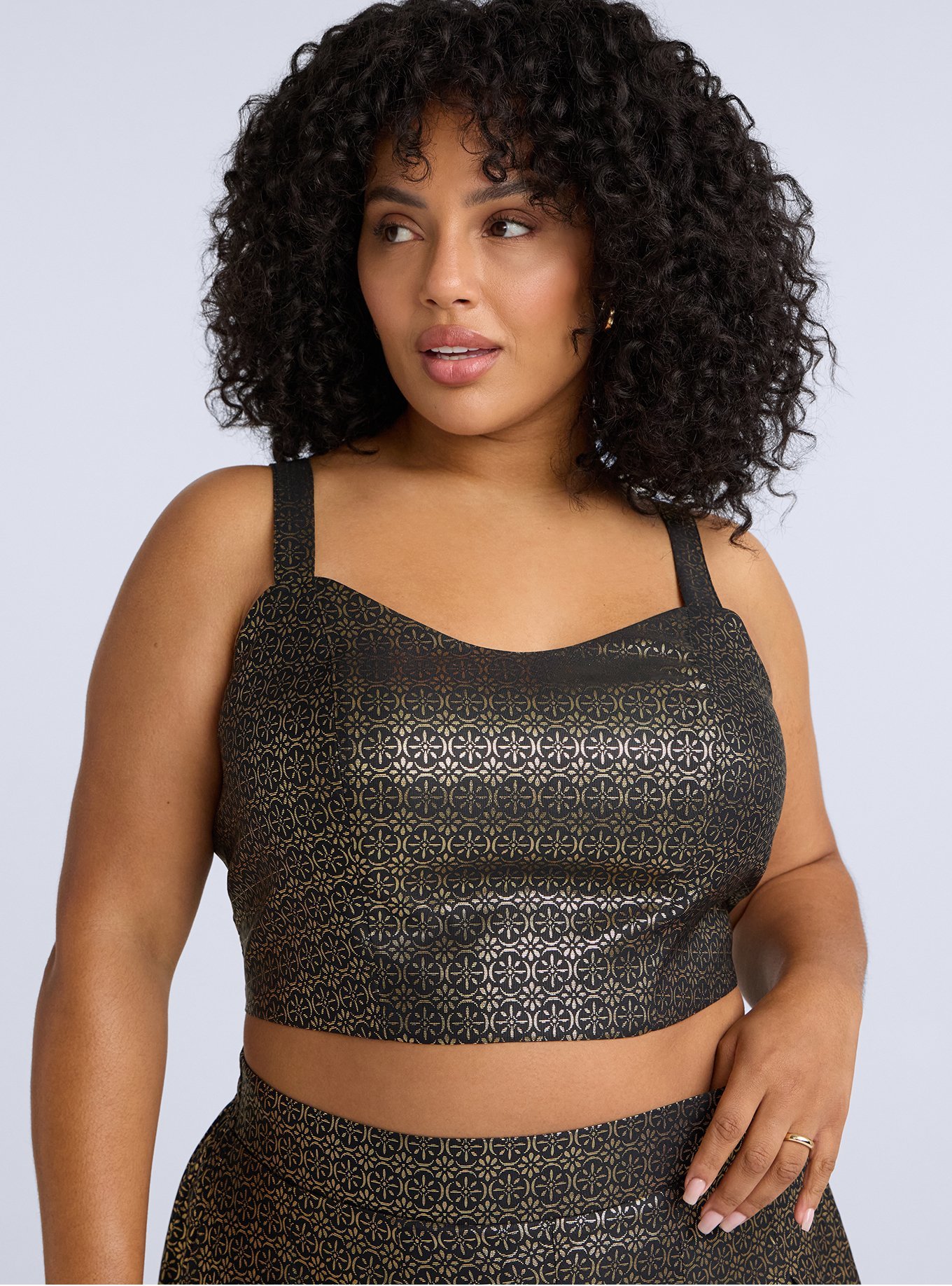 Belle Isle Sweetheart Crop Top, DAISY GEOS GOLD, alternate