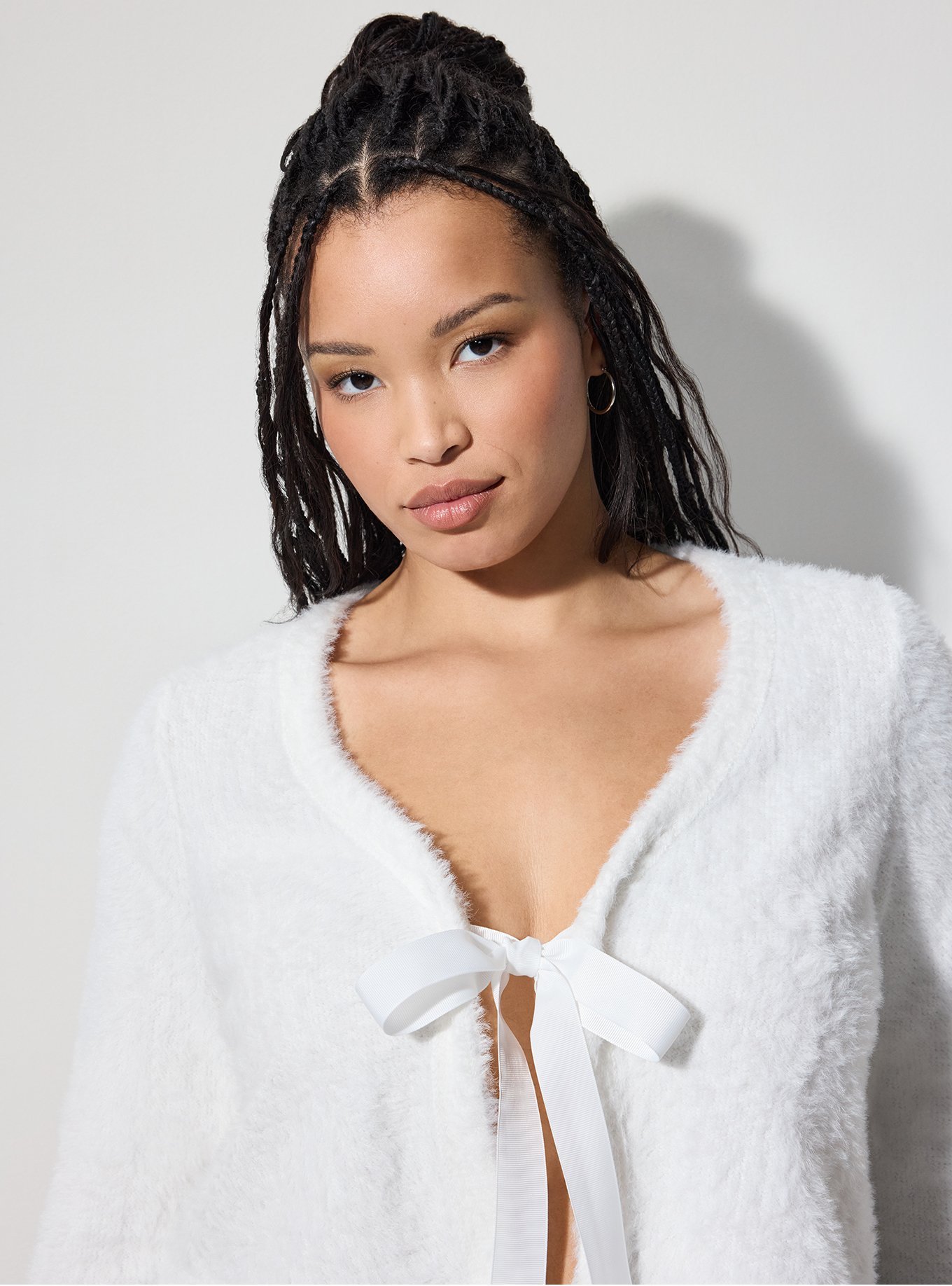 LoveSick Tie Front Flyaway Cardigan, CLOUD DANCER, alternate