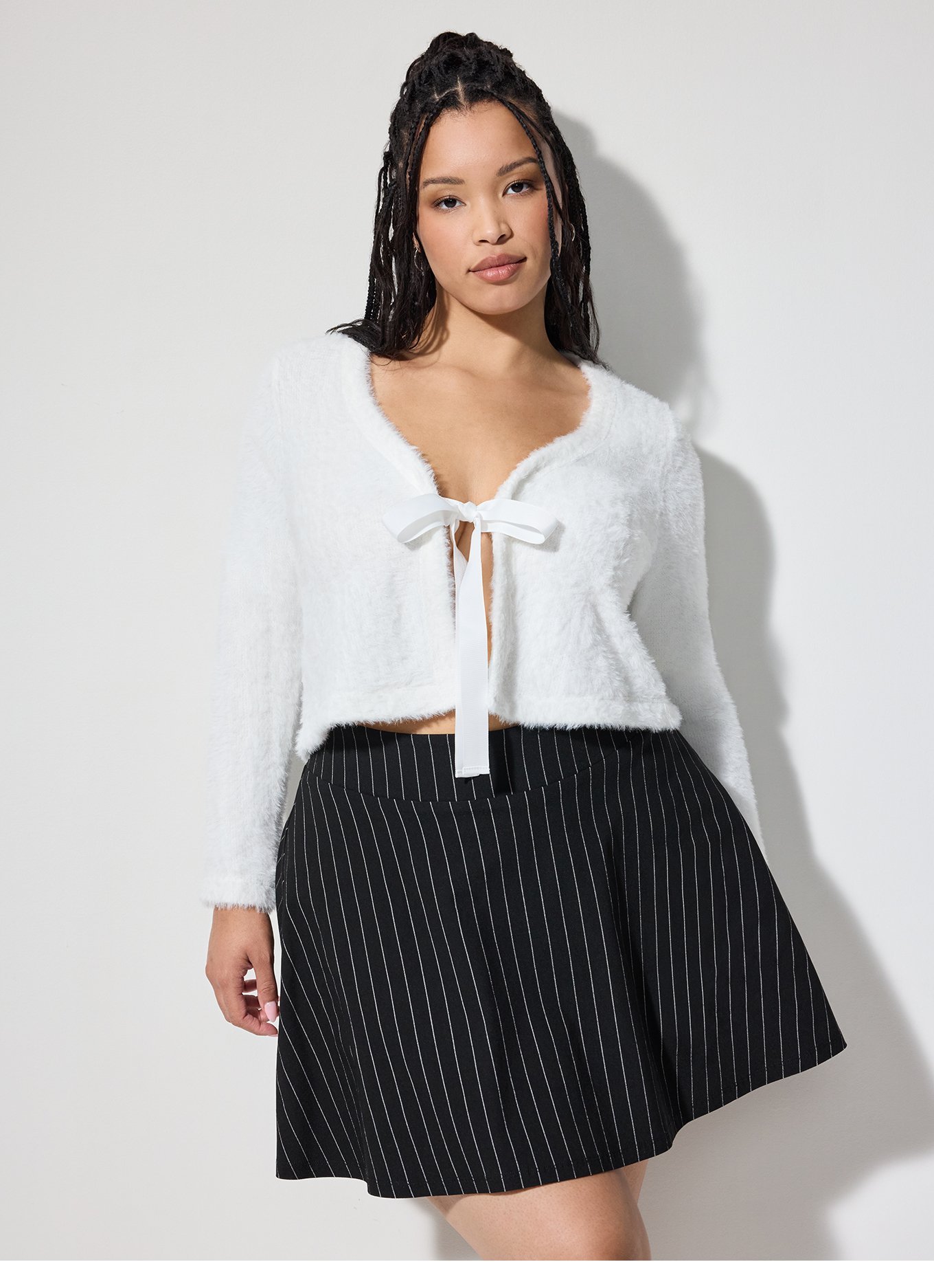 LoveSick Tie Front Flyaway Cardigan, CLOUD DANCER, alternate