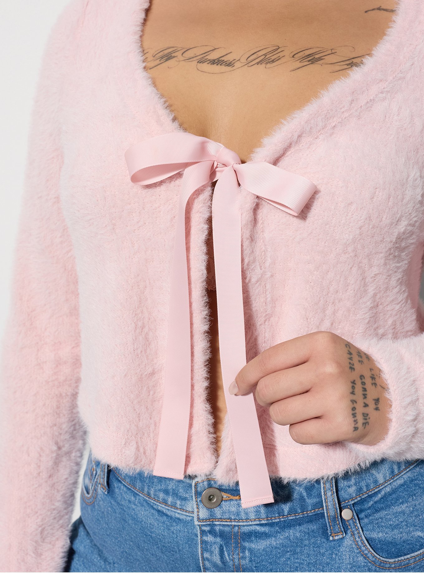 LoveSick Tie Front Flyaway Cardigan, SILVER PINK, alternate