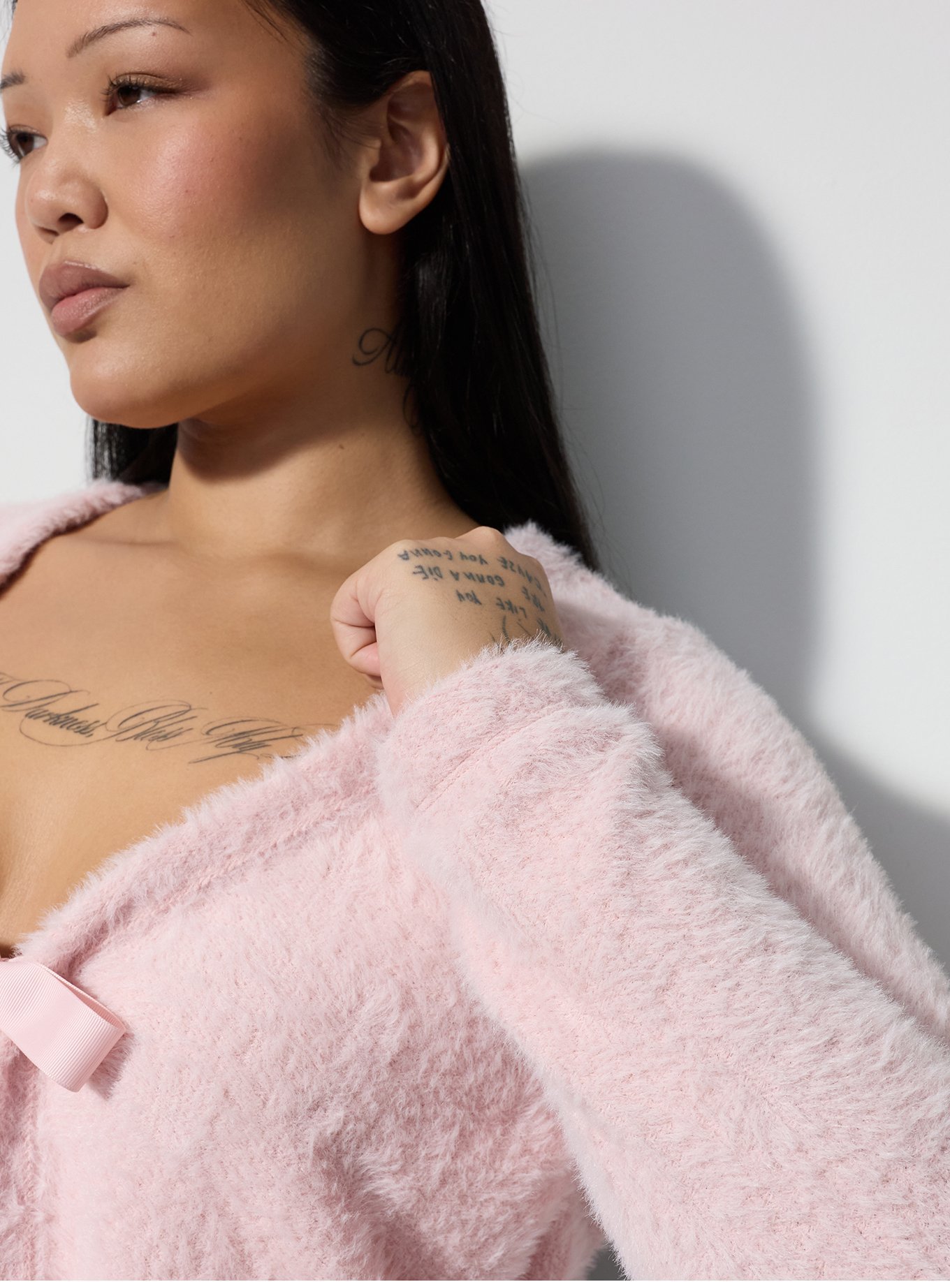 LoveSick Tie Front Flyaway Cardigan, SILVER PINK, alternate