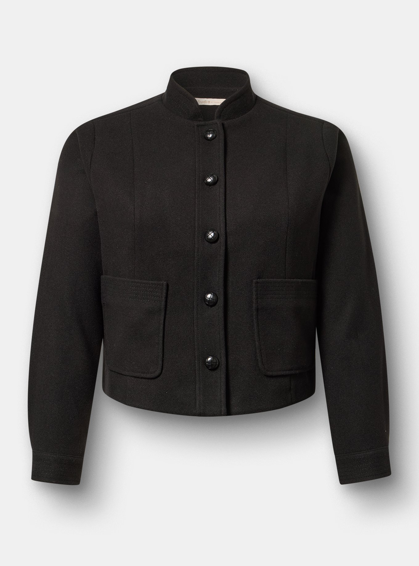 Studio Short Coat, DEEP BLACK, flat