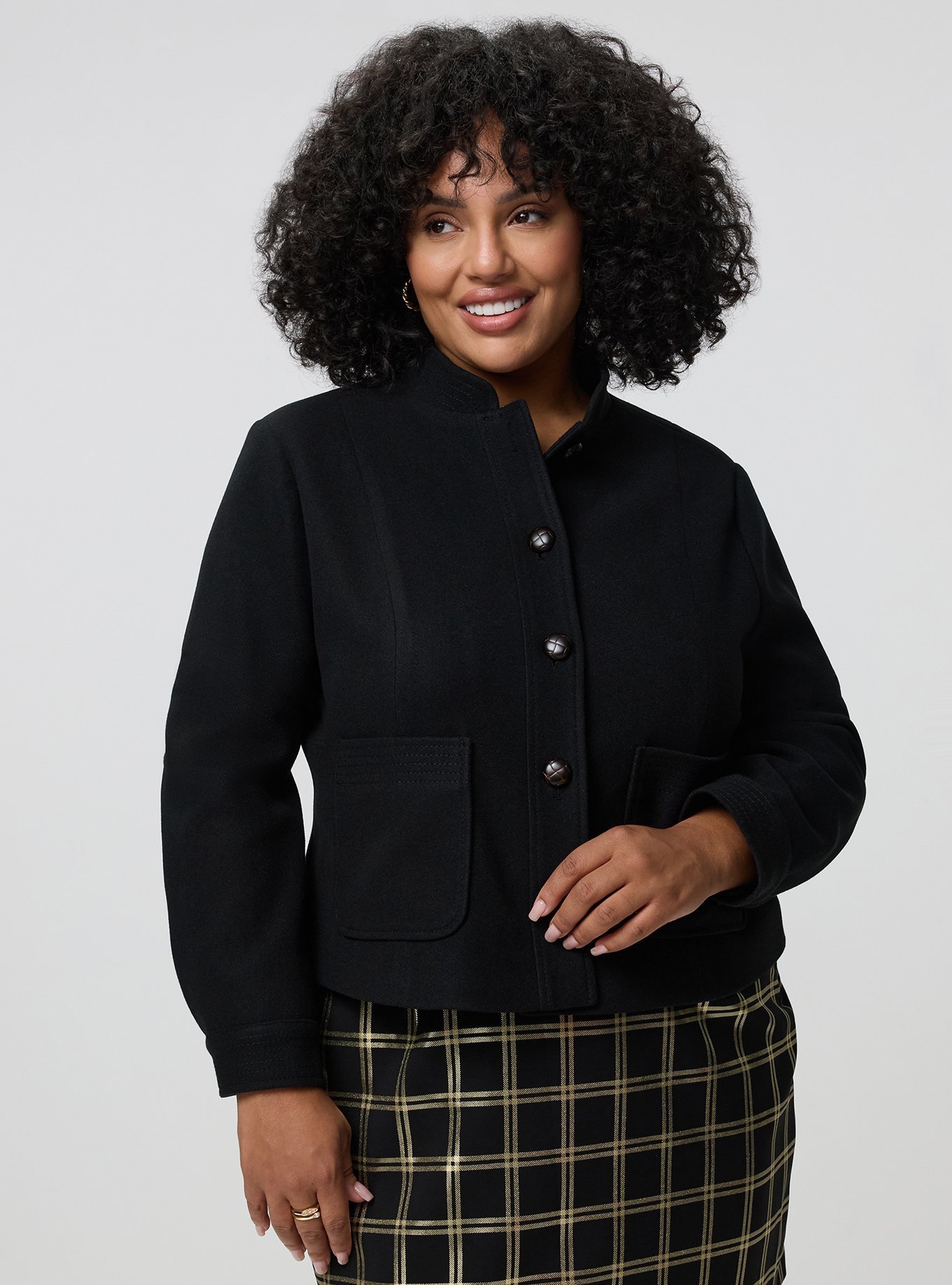 Studio Short Coat, DEEP BLACK, hi-res