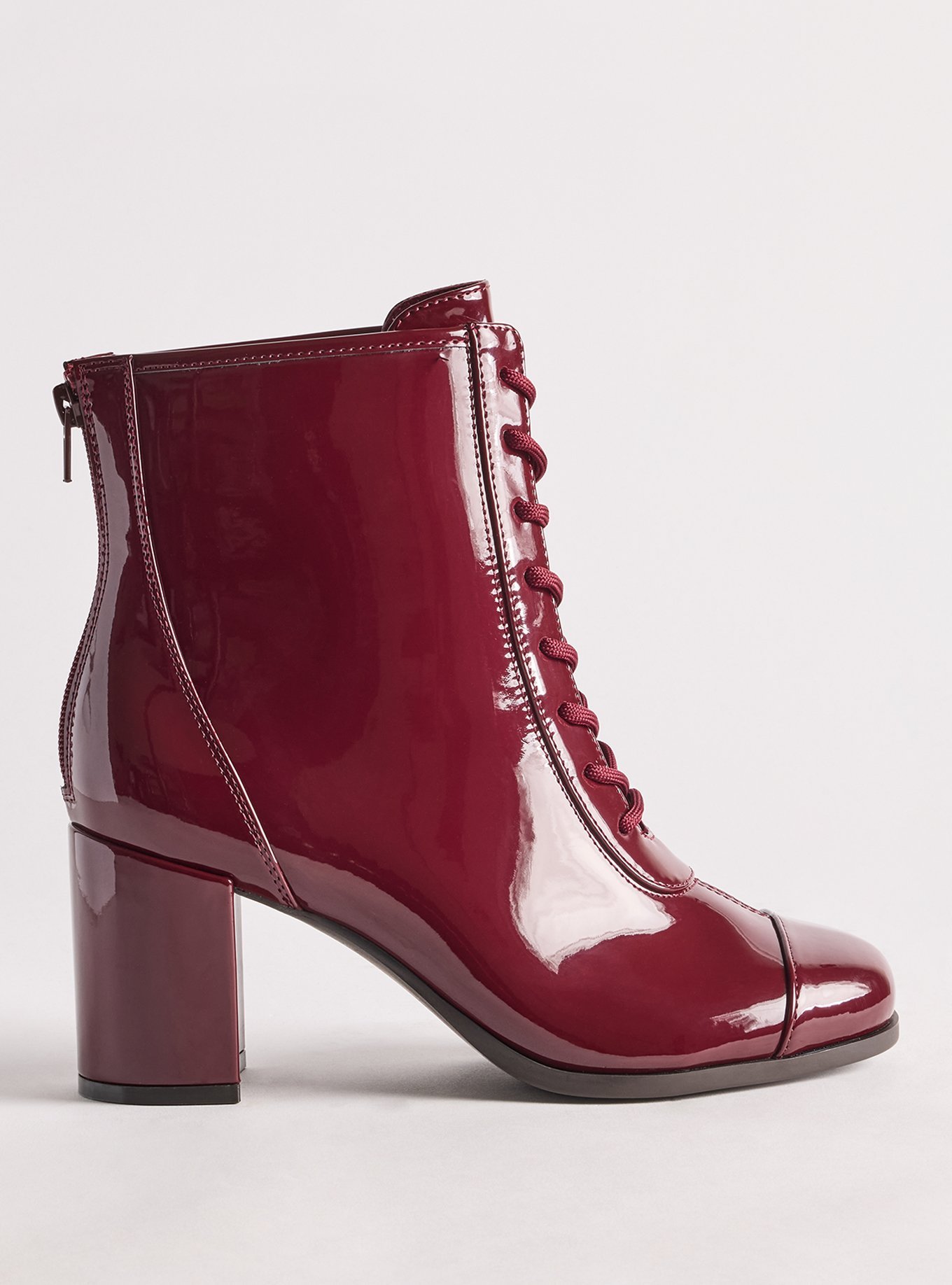 Lace-Up Block Heel Bootie (WW), WINE, alternate