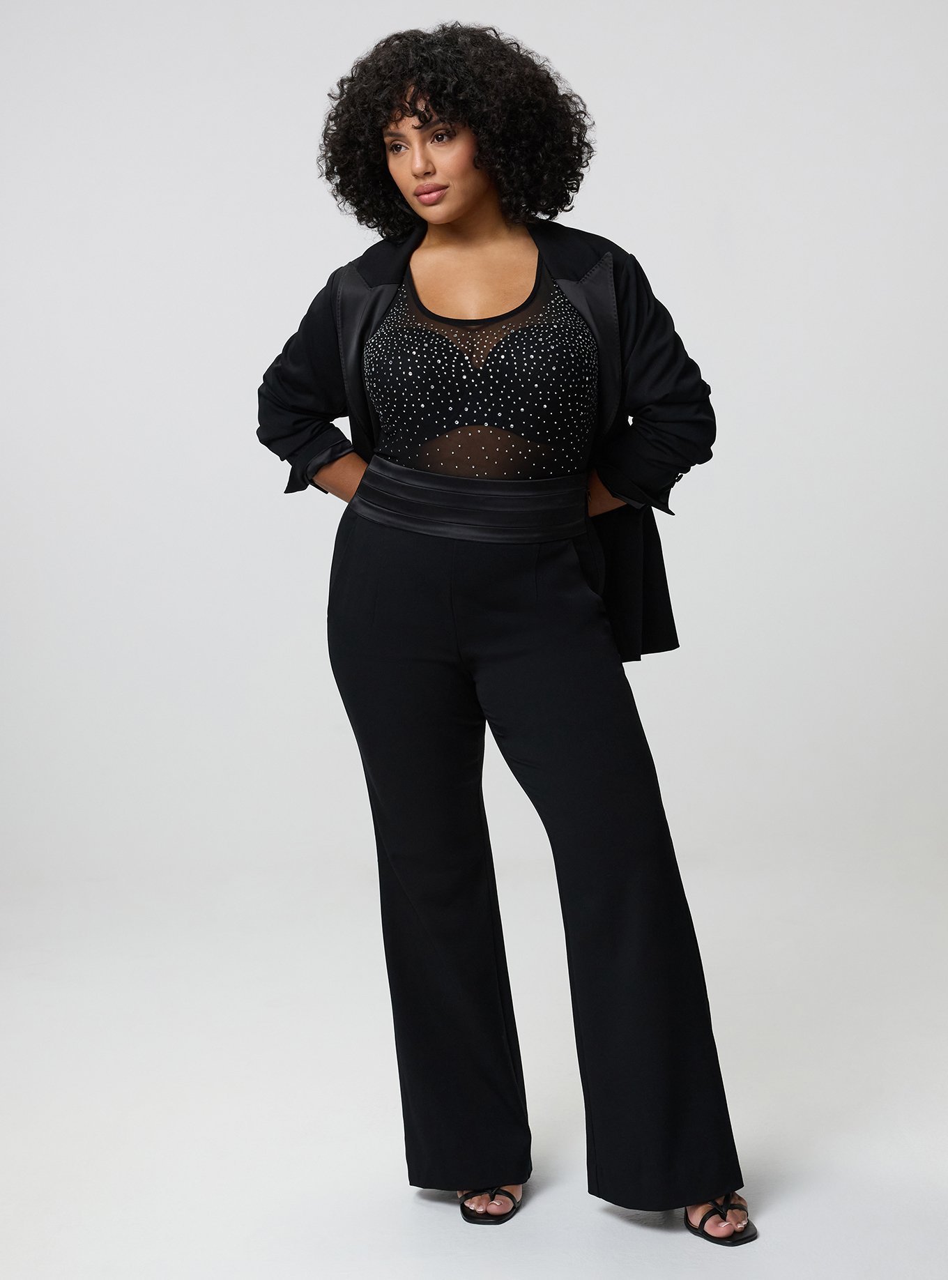 Studio Twill High-Rise Flare Pant, DEEP BLACK, hi-res