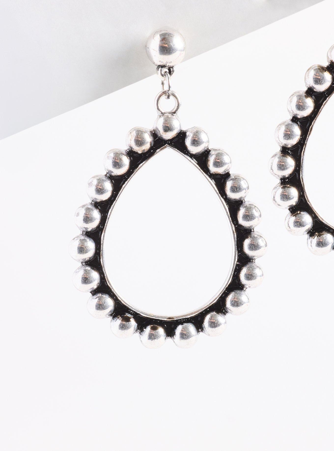 Antique Silver Teardrop Earrings, , alternate