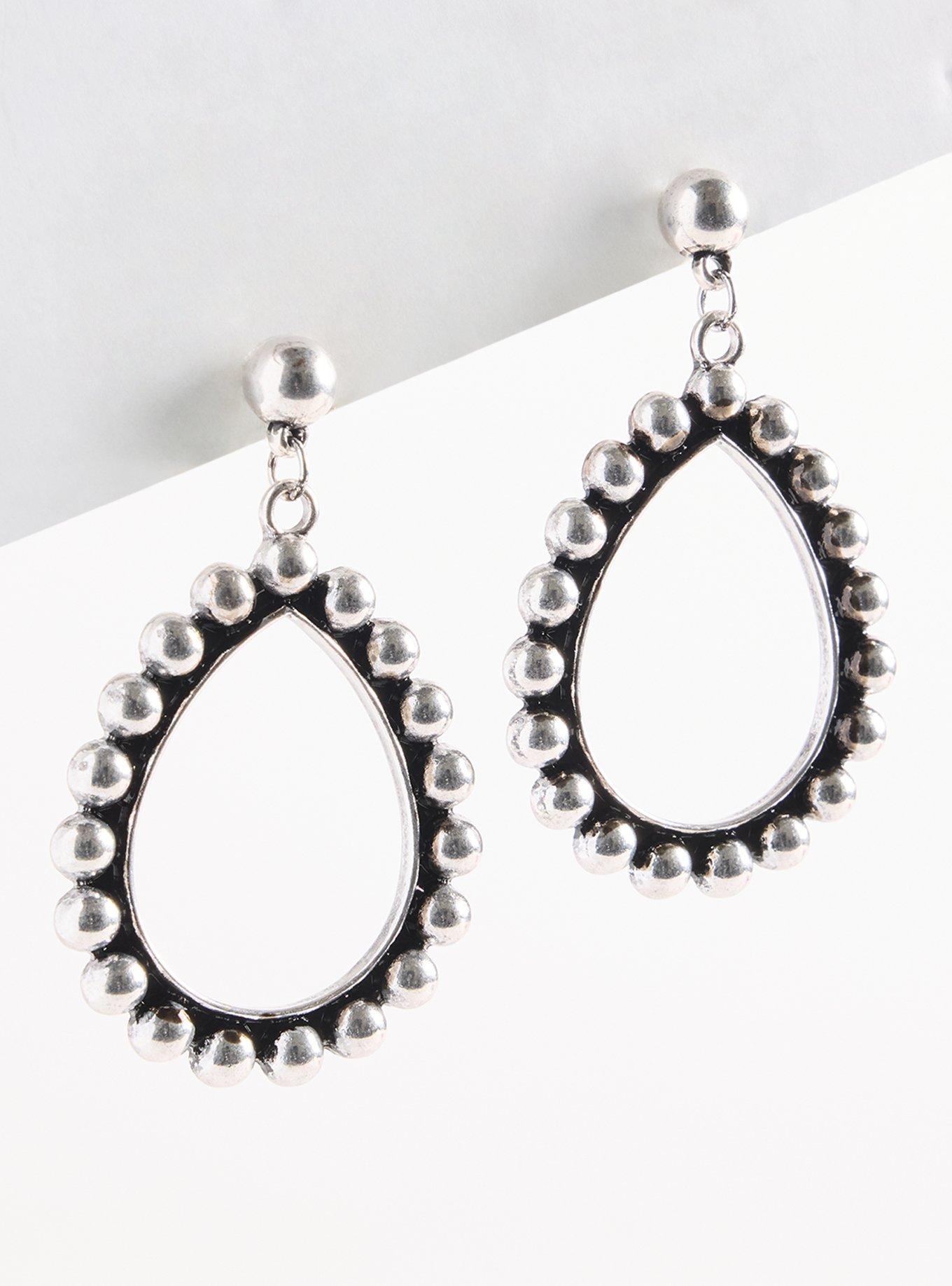 Antique Silver Teardrop Earrings, , hi-res