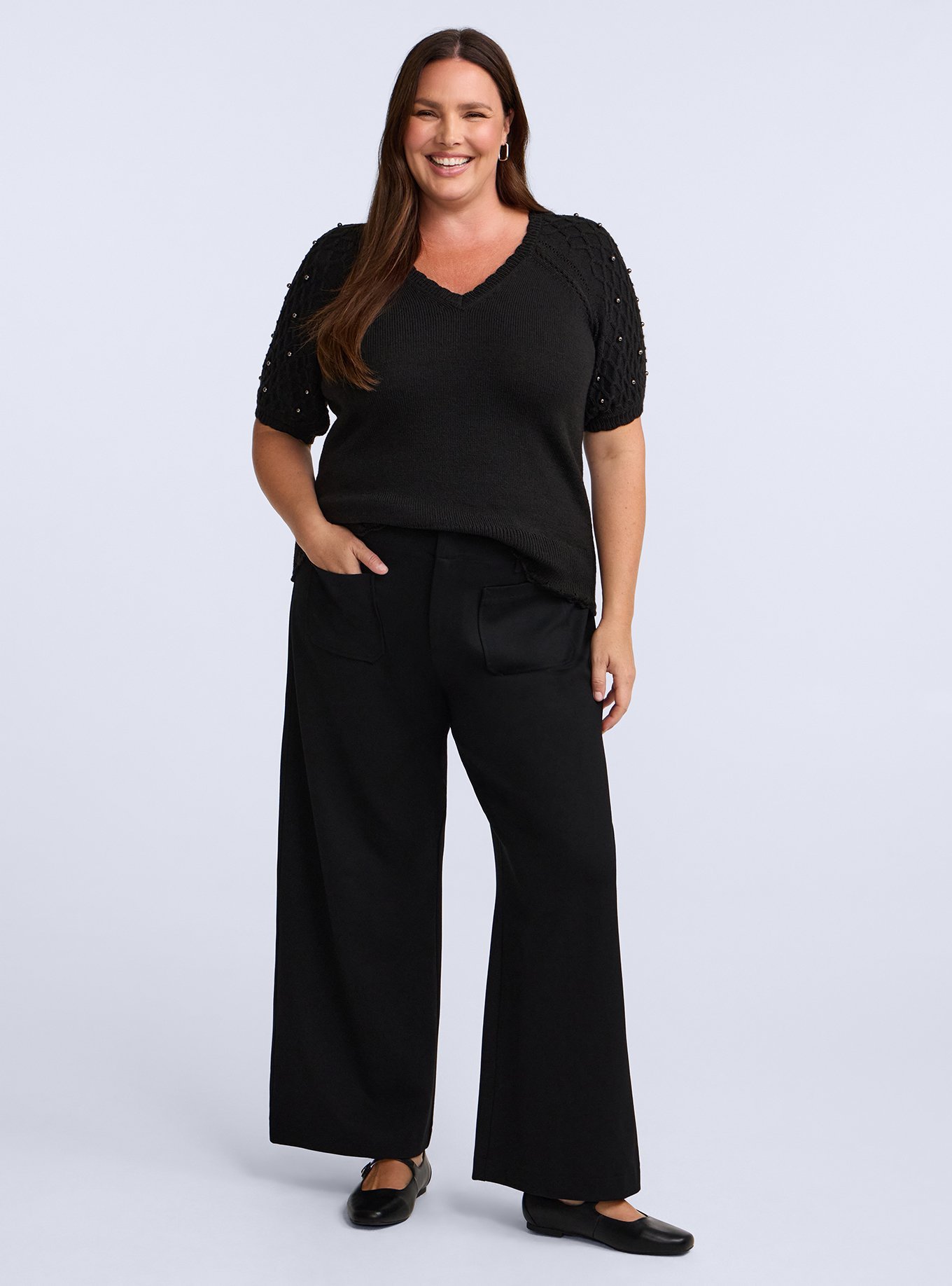 Belle Isle Ponte Patch Pocket Pant, DEEP BLACK, hi-res