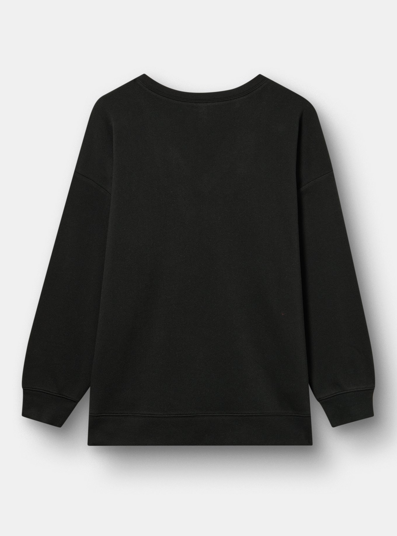 Cozy Fleece Step Hem V-Neck Sweatshirt, JOLLY MAMA DEEP BLACK, alternate
