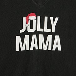 Cozy Fleece Step Hem V-Neck Sweatshirt, JOLLY MAMA DEEP BLACK, swatch