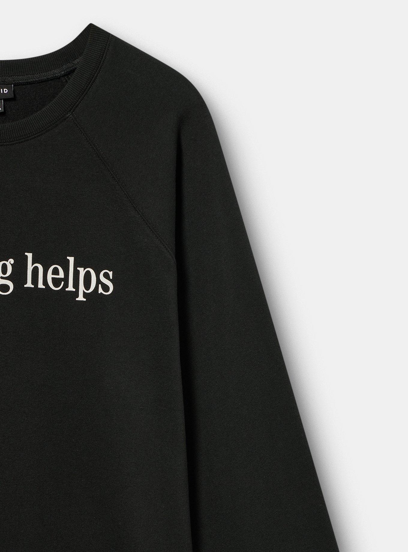 Relaxed Cozy Fleece Sweatshirt, SWEARING IT HELPS DEEP BLACK, alternate