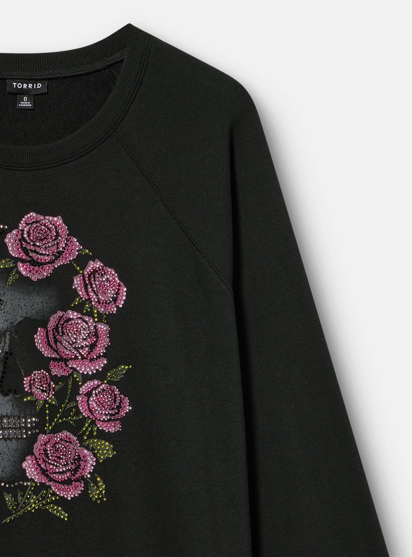 Relaxed Cozy Fleece Sweatshirt, FADED SKULL STONES DEEP BLACK, alternate