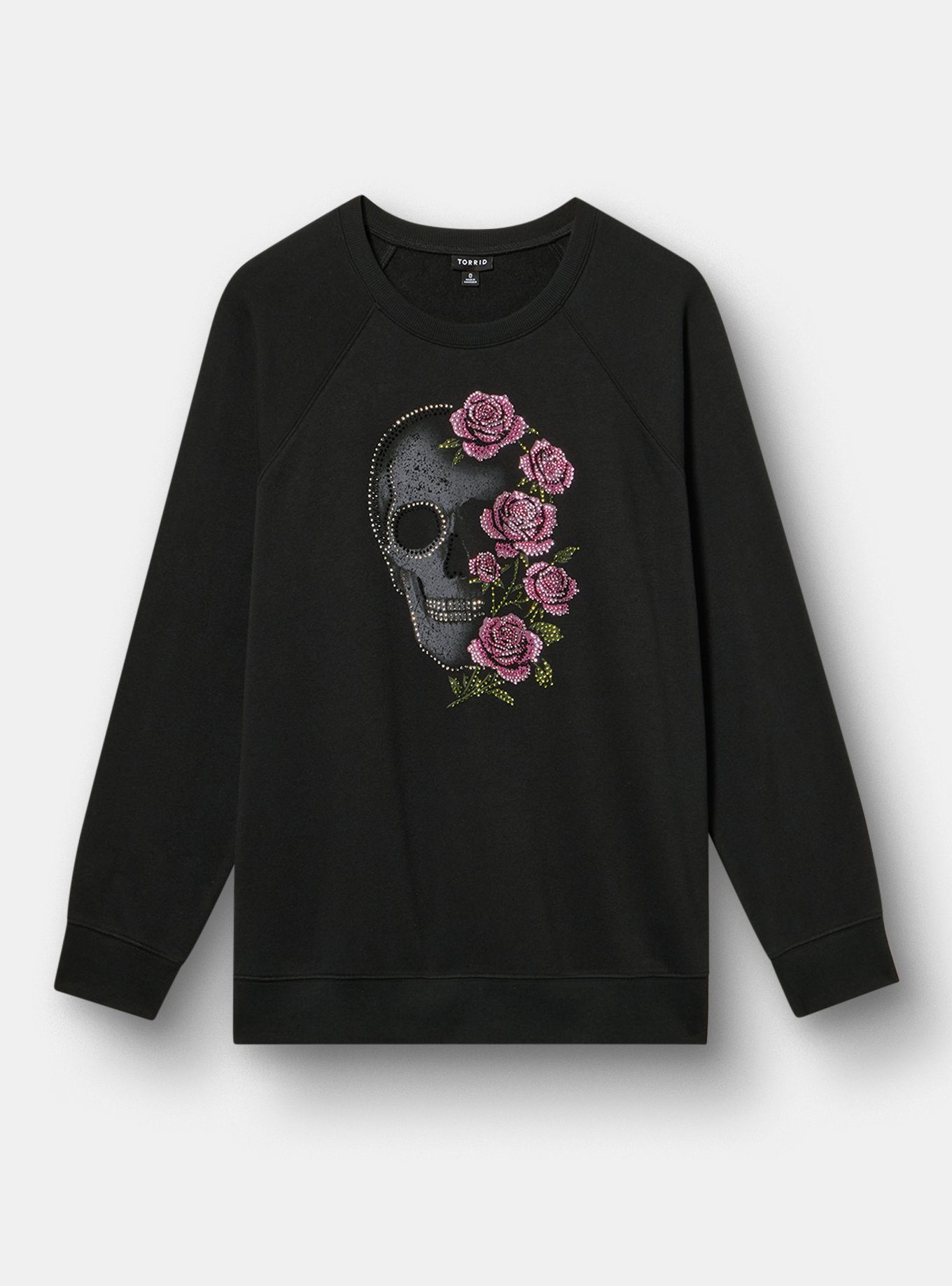 Relaxed Cozy Fleece Sweatshirt, FADED SKULL STONES DEEP BLACK, hi-res