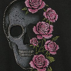 Relaxed Cozy Fleece Sweatshirt, FADED SKULL STONES DEEP BLACK, swatch