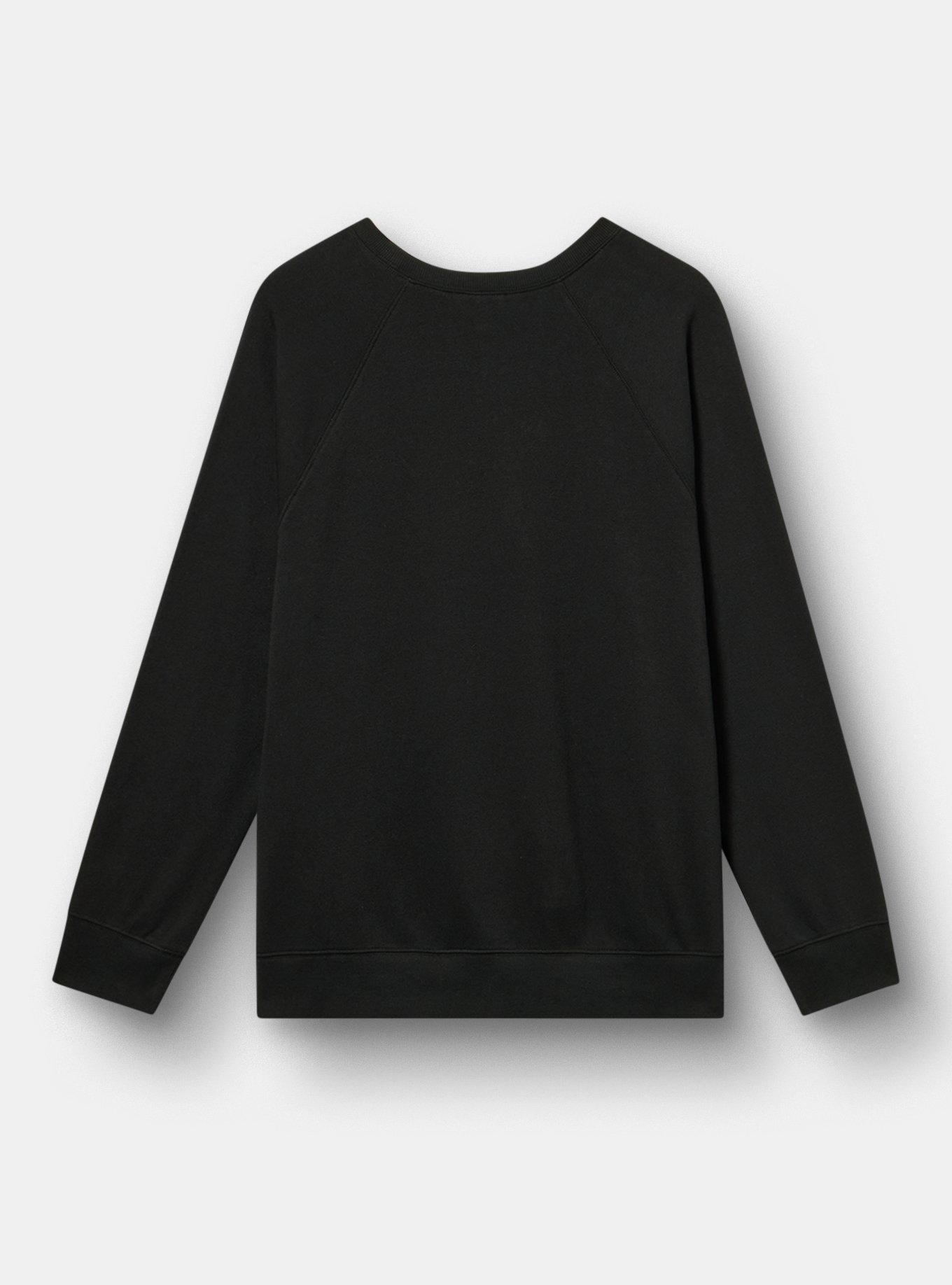 Plus Size Relaxed Cozy Fleece Sweatshirt, SNAKE BOTANICAL DEEP BLACK, alternate