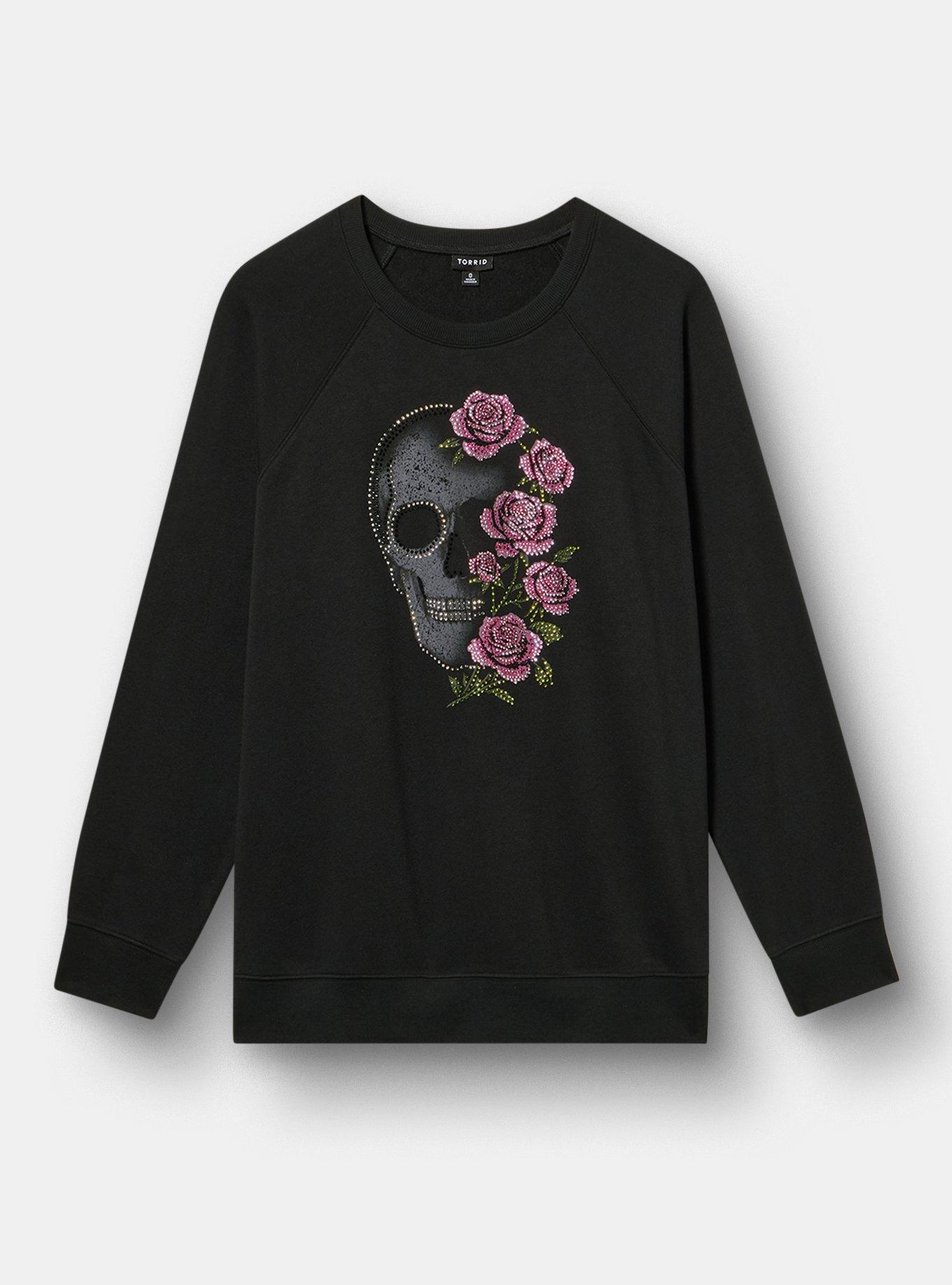 Plus Size Relaxed Cozy Fleece Sweatshirt, SNAKE BOTANICAL DEEP BLACK, hi-res