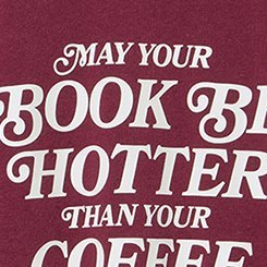 Plus Size Relaxed Cozy Fleece Sweatshirt, BOOK HOTTER THAN COFFEE MAROON BANNER, swatch