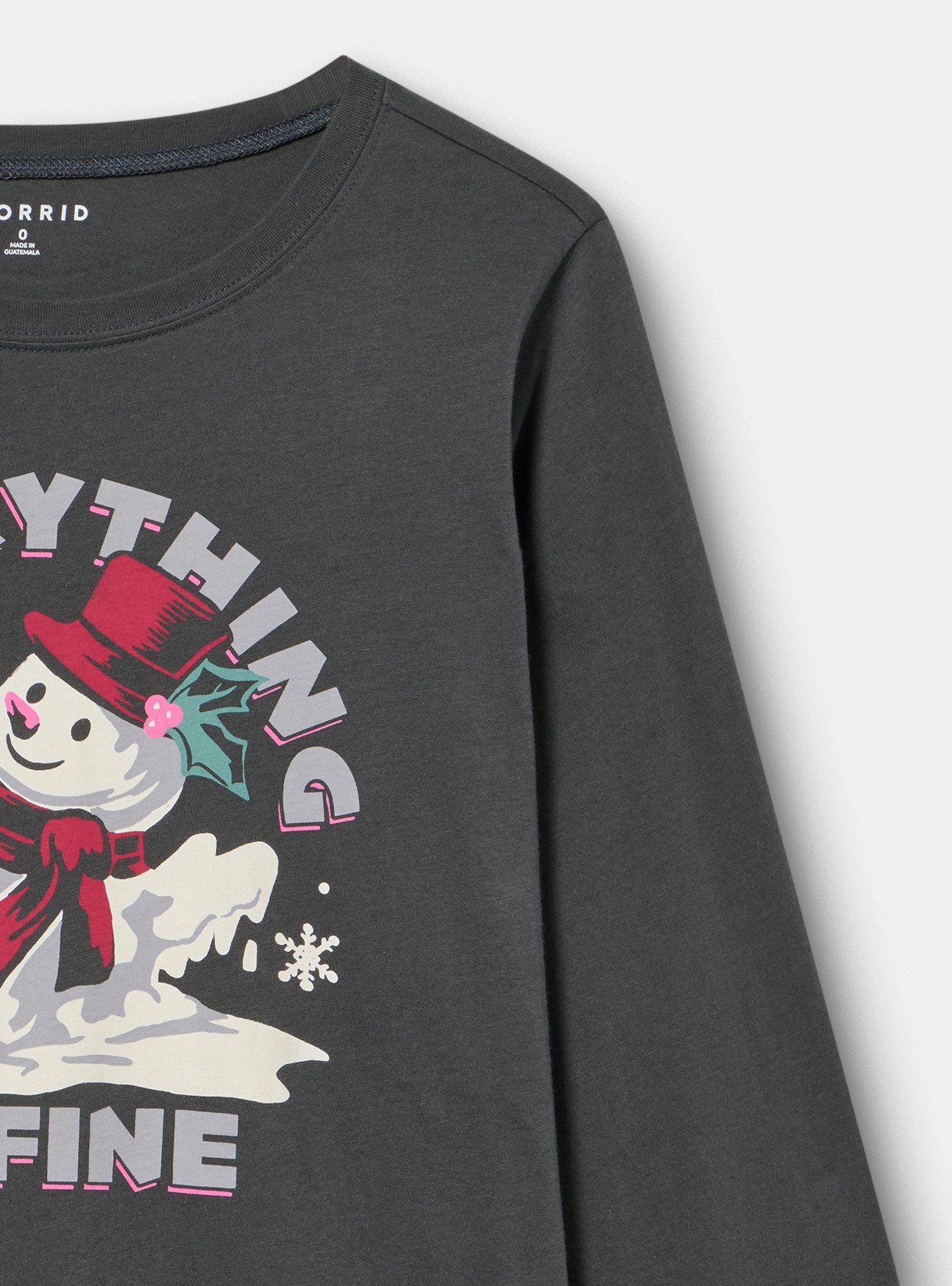 Classic Heritage Jersey Long Sleeve Tee, EVERYTHING IS FINE SNOWMAN VINTAGE BLACK, alternate