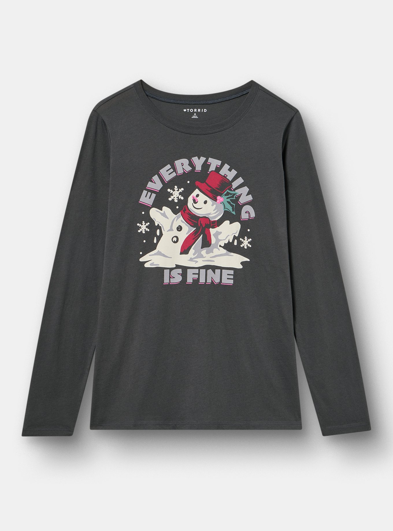 Classic Heritage Jersey Long Sleeve Tee, EVERYTHING IS FINE SNOWMAN VINTAGE BLACK, hi-res